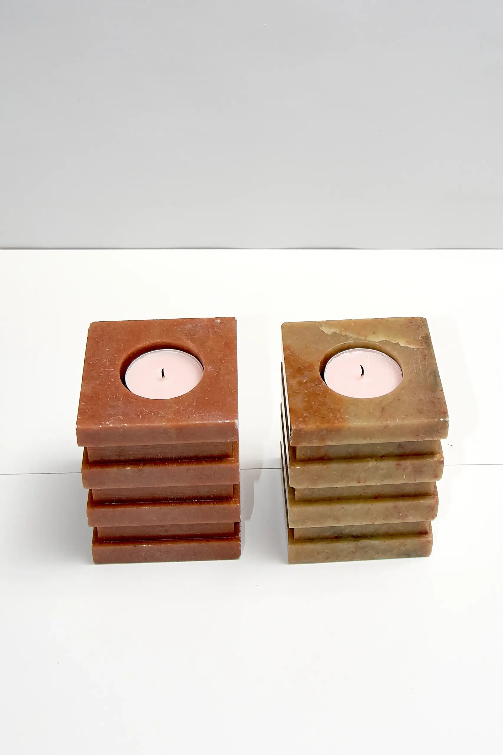 Suporturi pentru lumânări din piatră, pereche - imagine 5