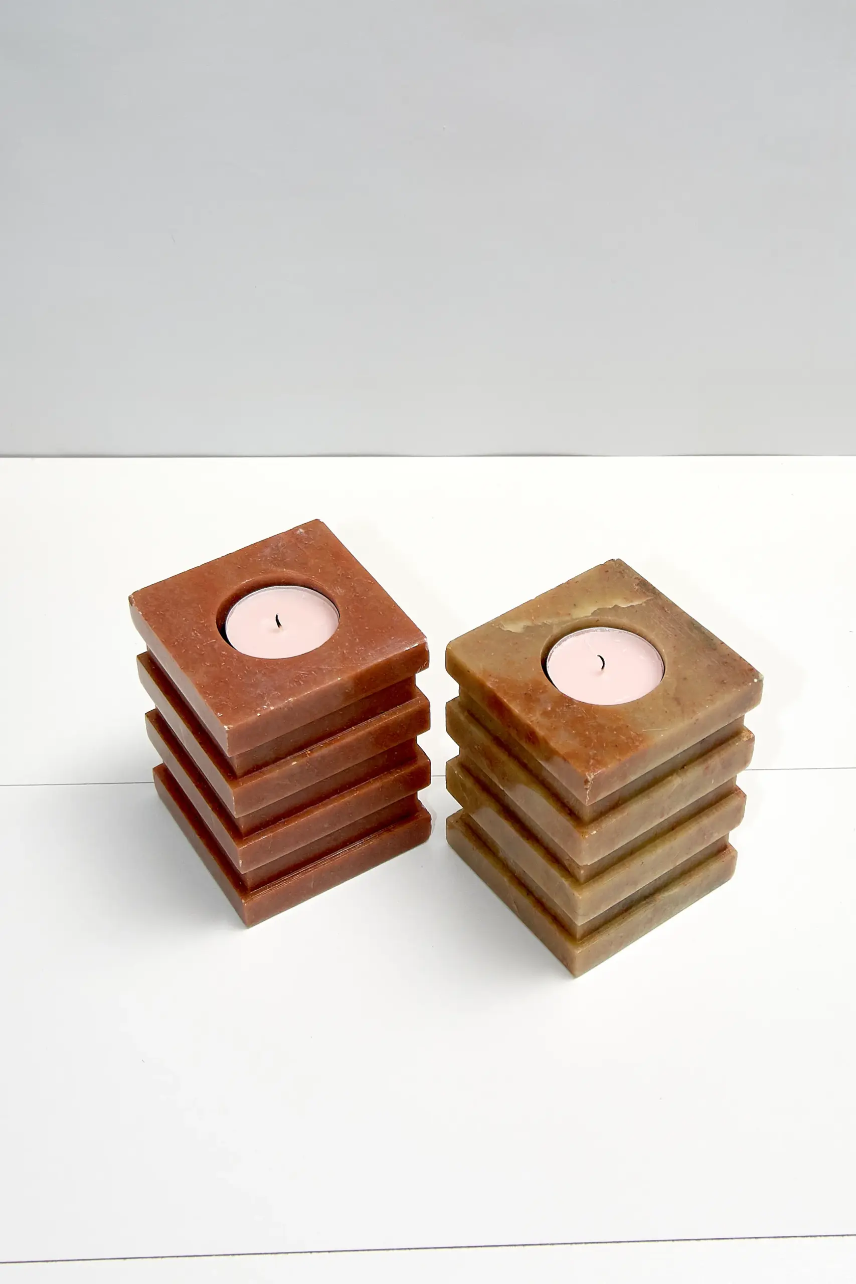 Suporturi pentru lumânări din piatră, pereche - imagine 6