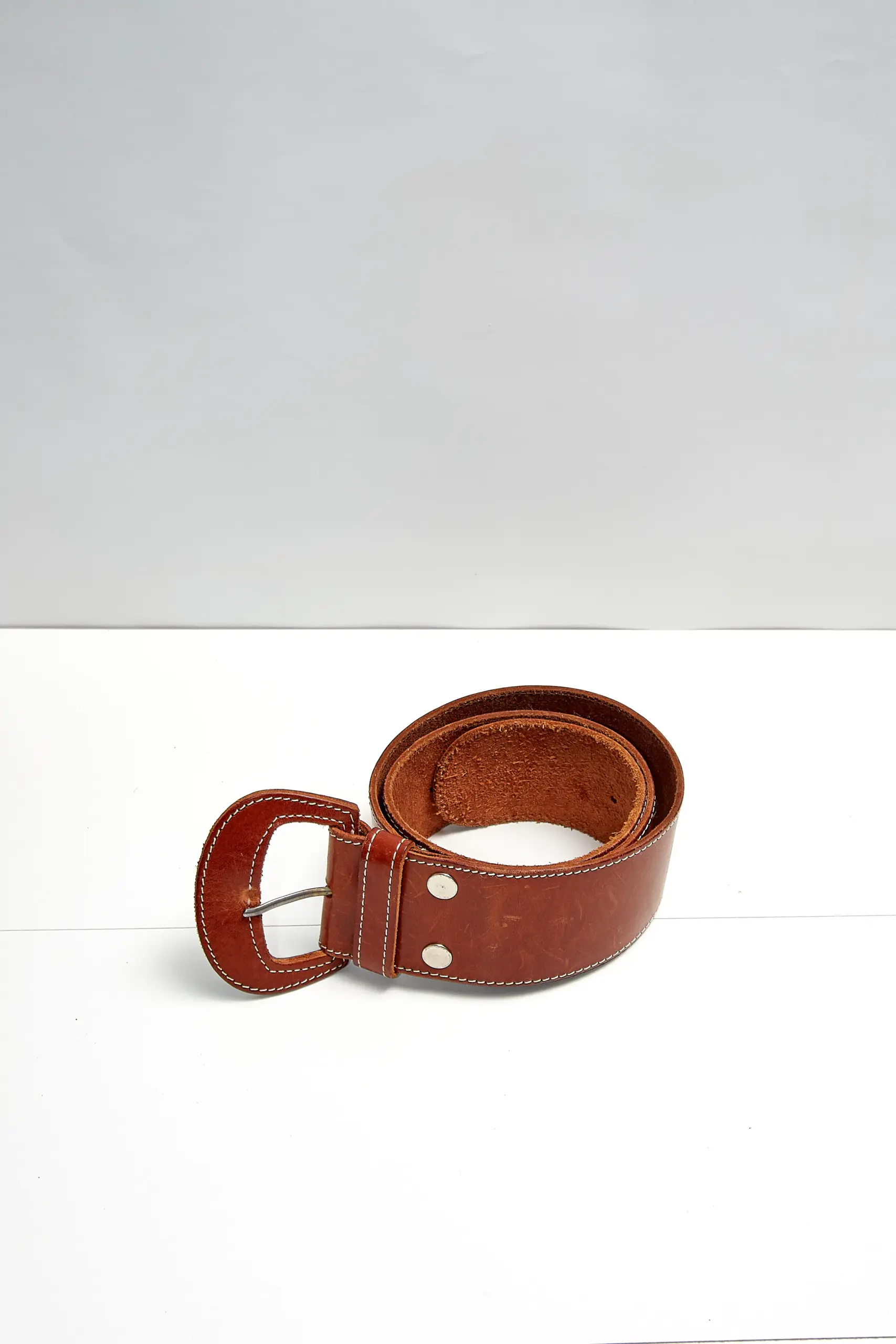 Centură din piele vintage maro - imagine 2