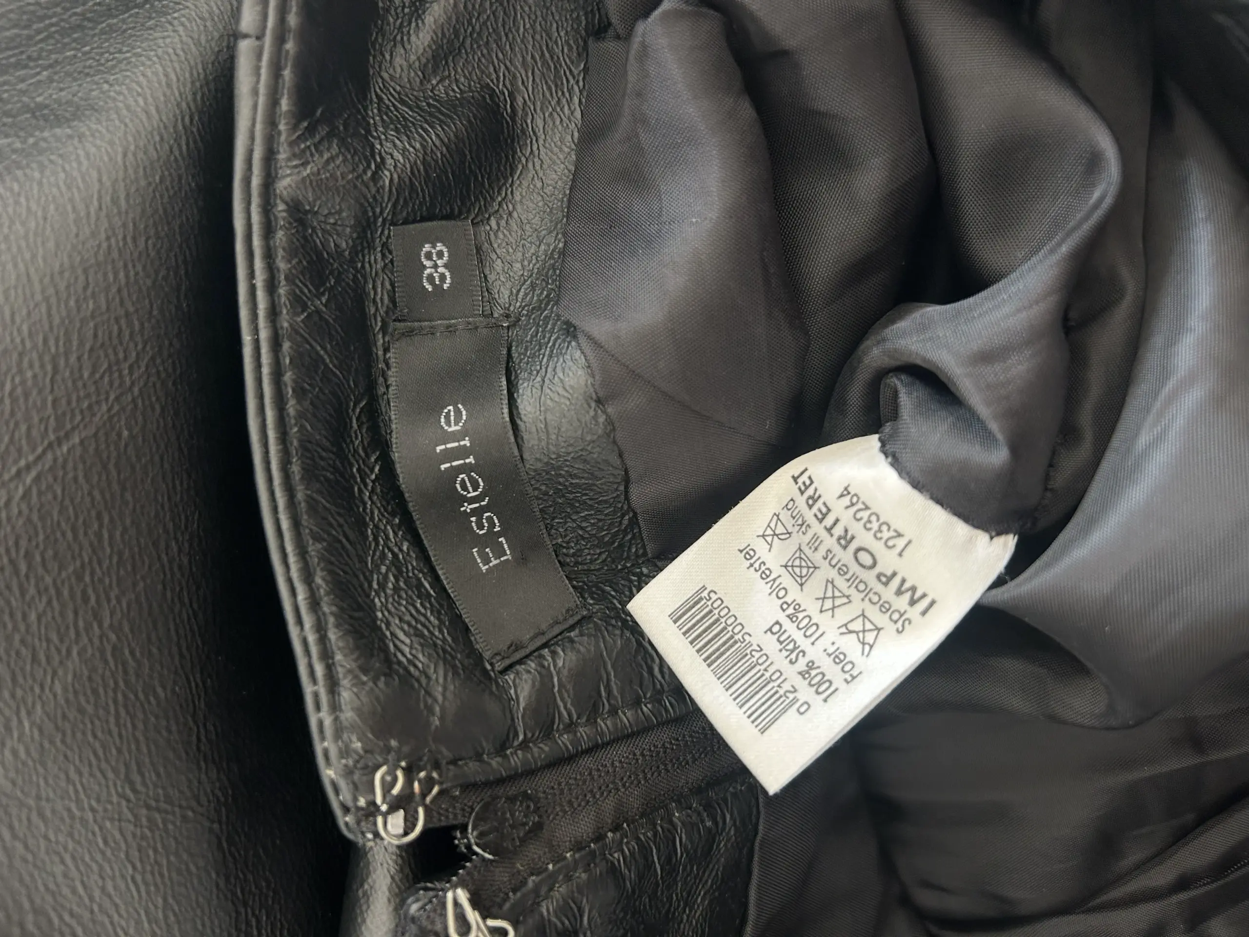 Fustă din piele vintage, negru, mărime EU 38 - imagine 5