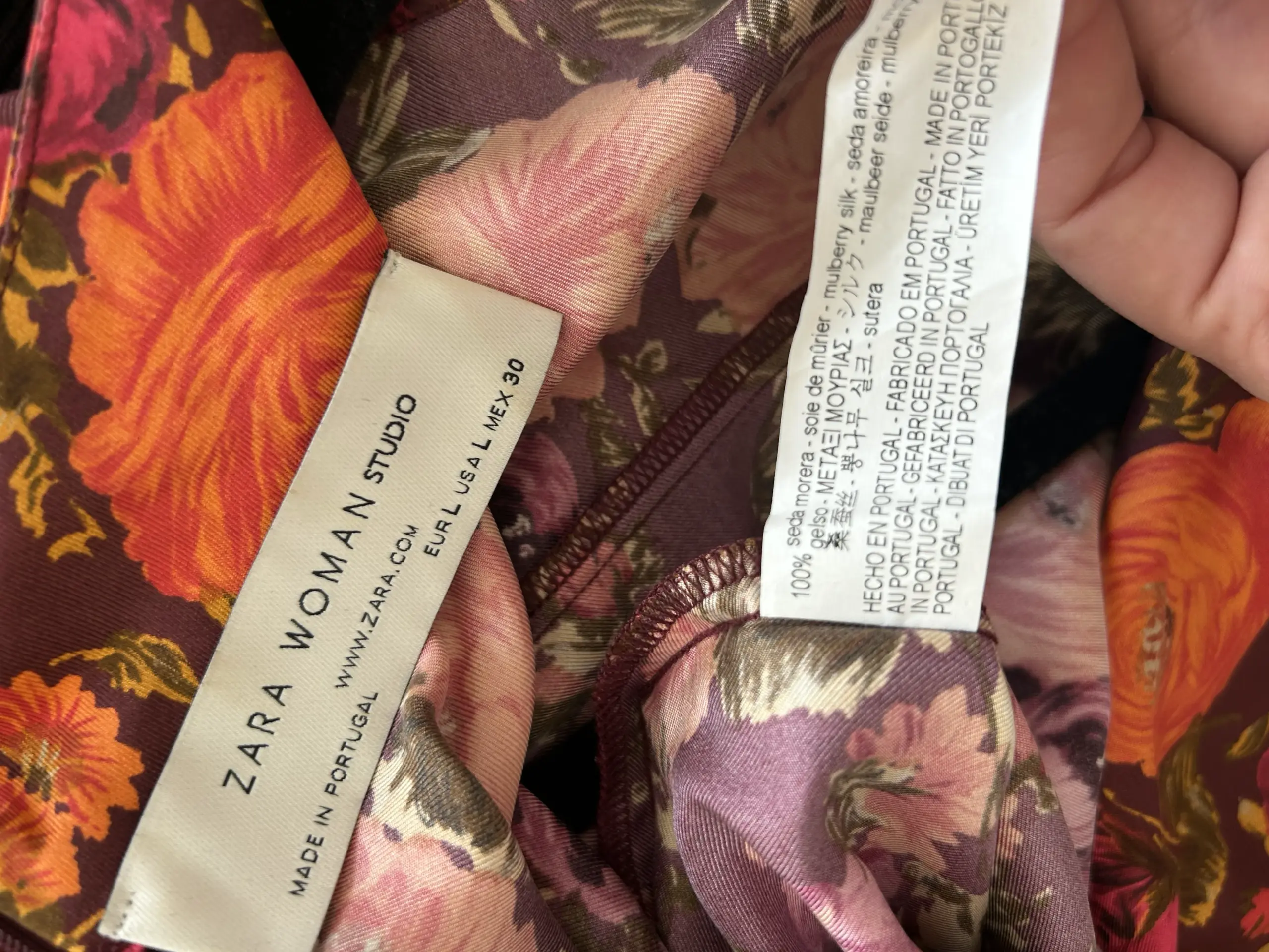 Cămășă de mătase cu flori, mărime L - imagine 6