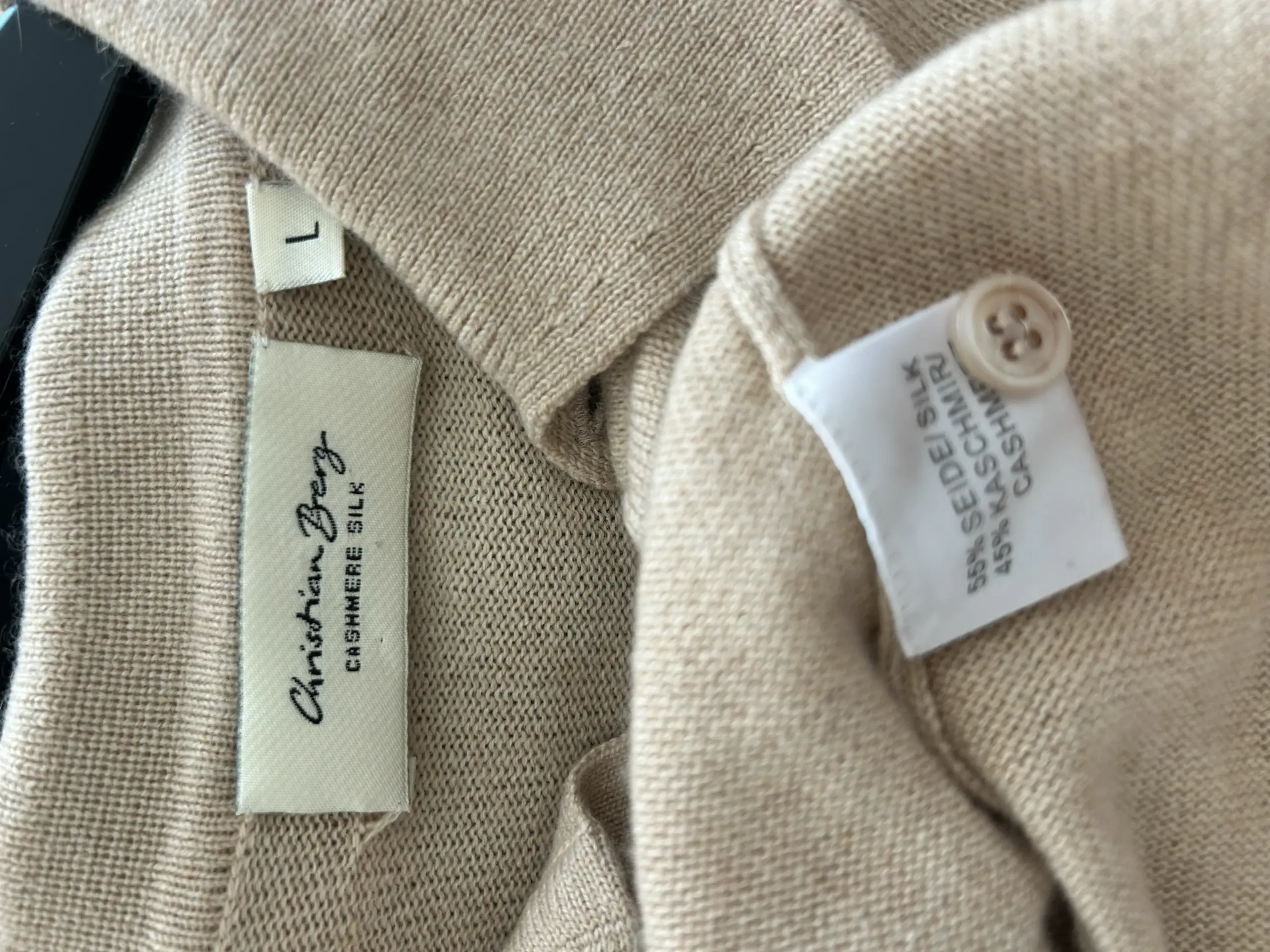 Pulover Polo de mătase și cașmir Christian Berg Bej, mărime L - imagine 4