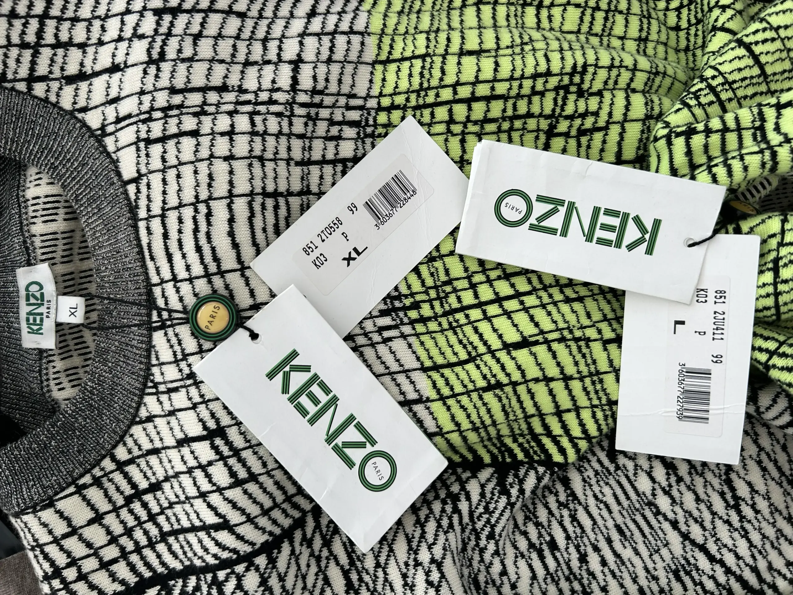 Set Kenzo tricotat cu pulover și fustă, mărime L - imagine 5