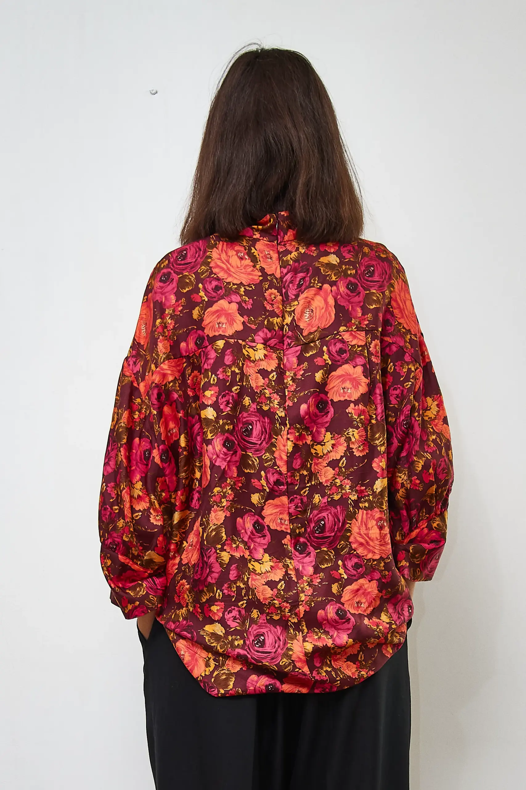 Cămășă de mătase cu flori, mărime L - imagine 5