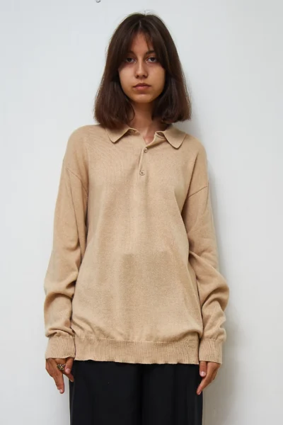 Pulover Polo de mătase și cașmir Christian Berg Bej, mărime L