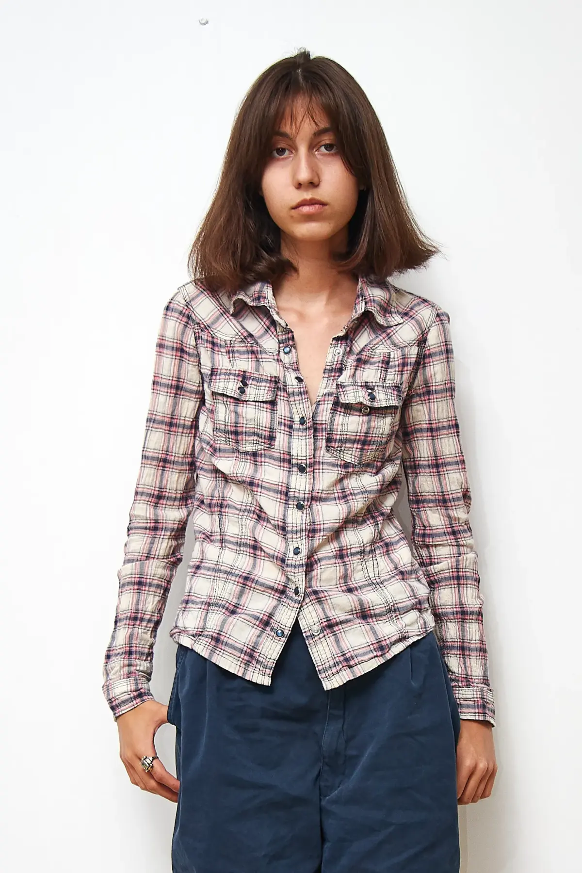 Cămășă de bumbac cu carouri, S - imagine 4