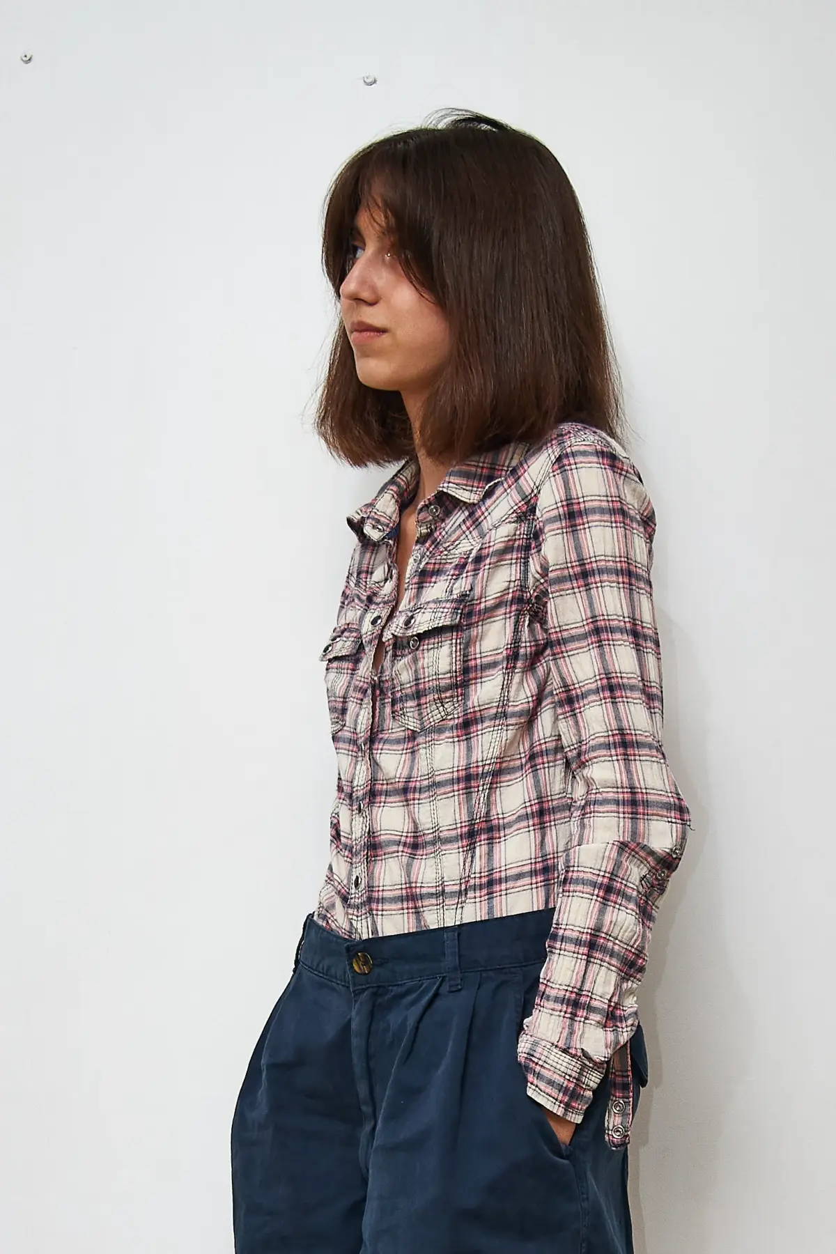 Cămășă de bumbac cu carouri, S - imagine 5