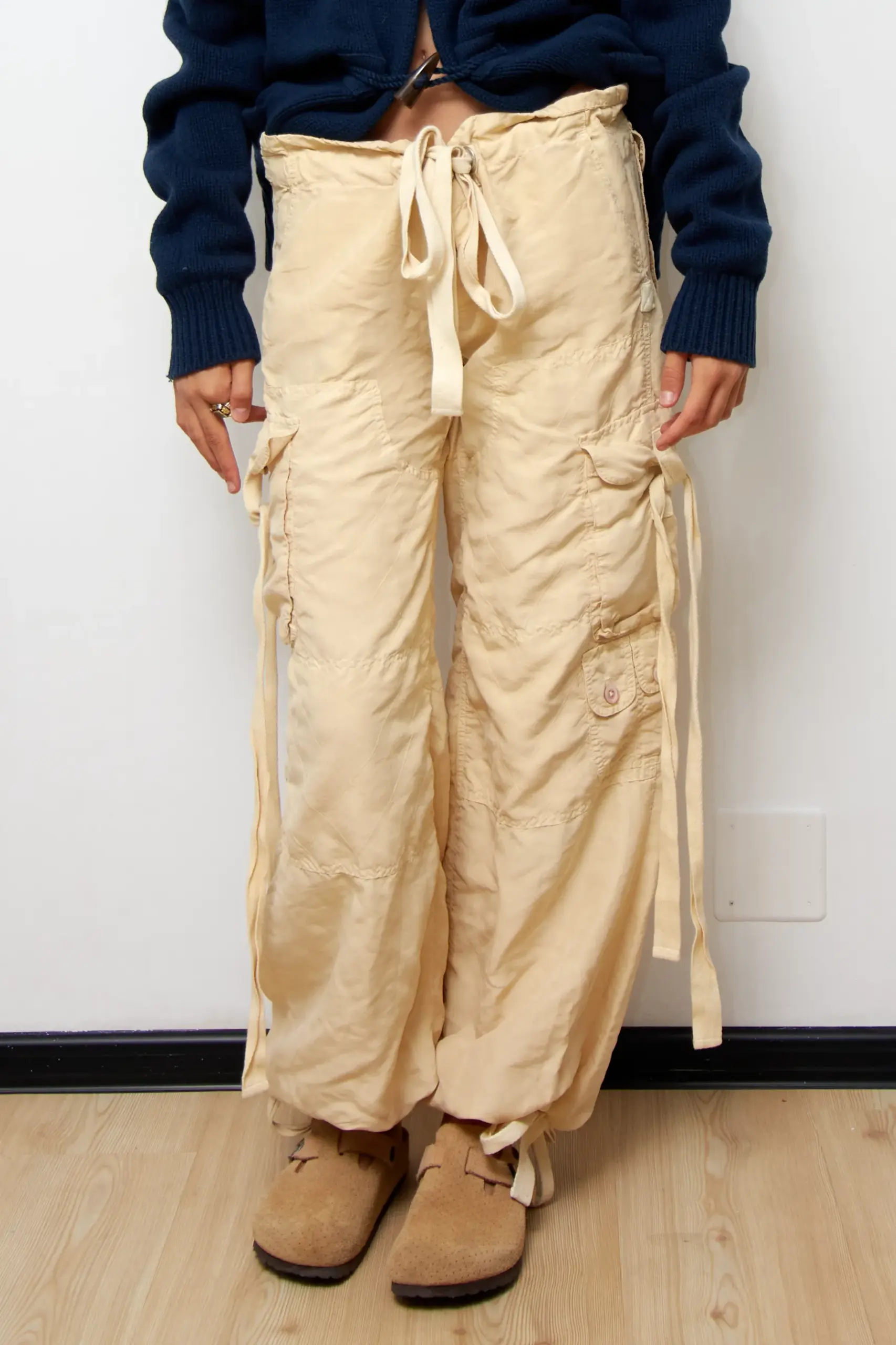 Pantaloni cargo din mătase Ralph Lauren vintage, talie EU 38/M - imagine 2