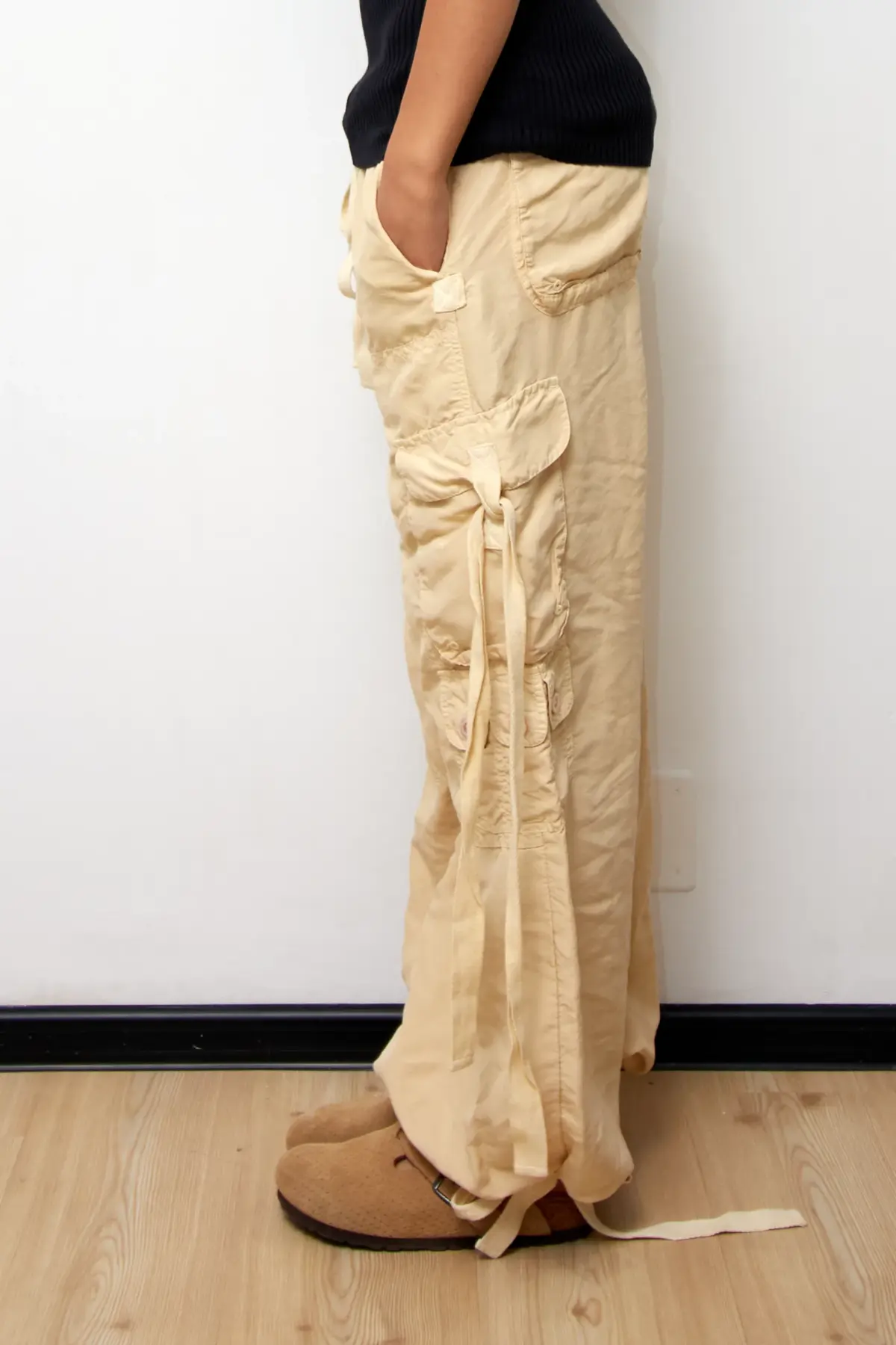 Pantaloni cargo din mătase Ralph Lauren vintage, talie EU 38/M - imagine 3