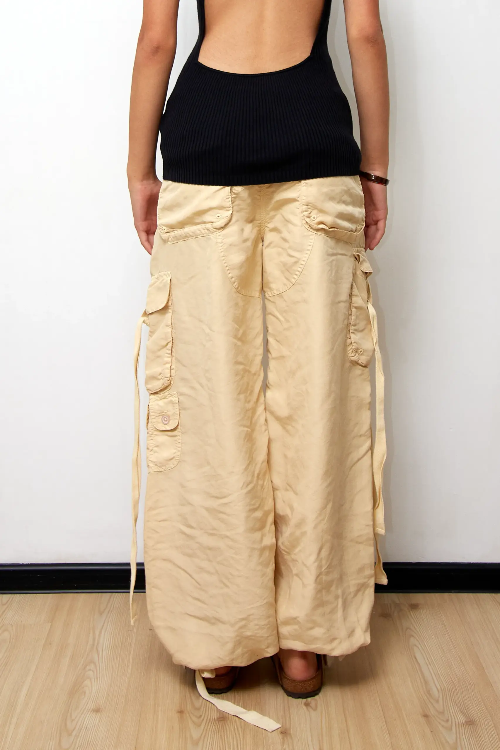 Pantaloni cargo din mătase Ralph Lauren vintage, talie EU 38/M - imagine 4