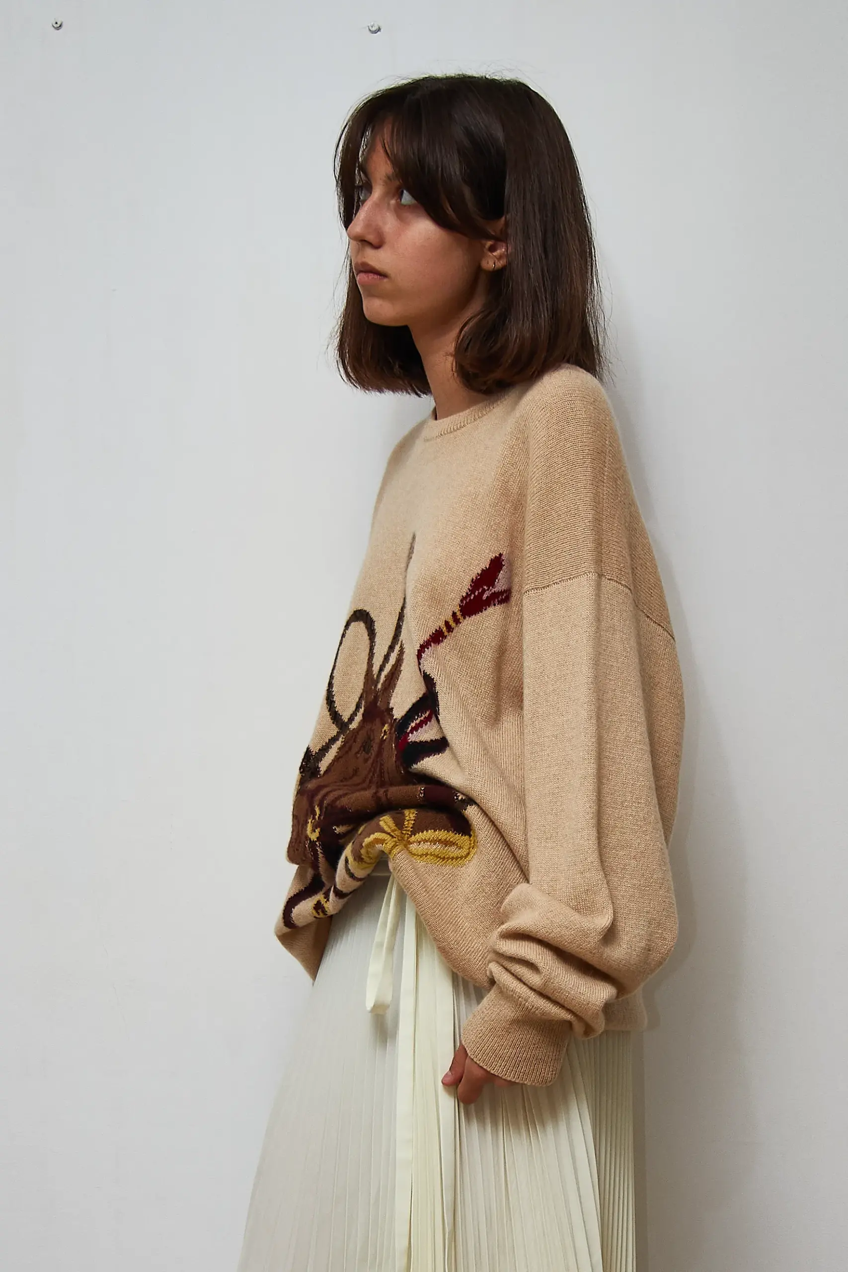 Rochie-pulover Aquascutum Vintage, lână de cămilă, marimea XL - imagine 5