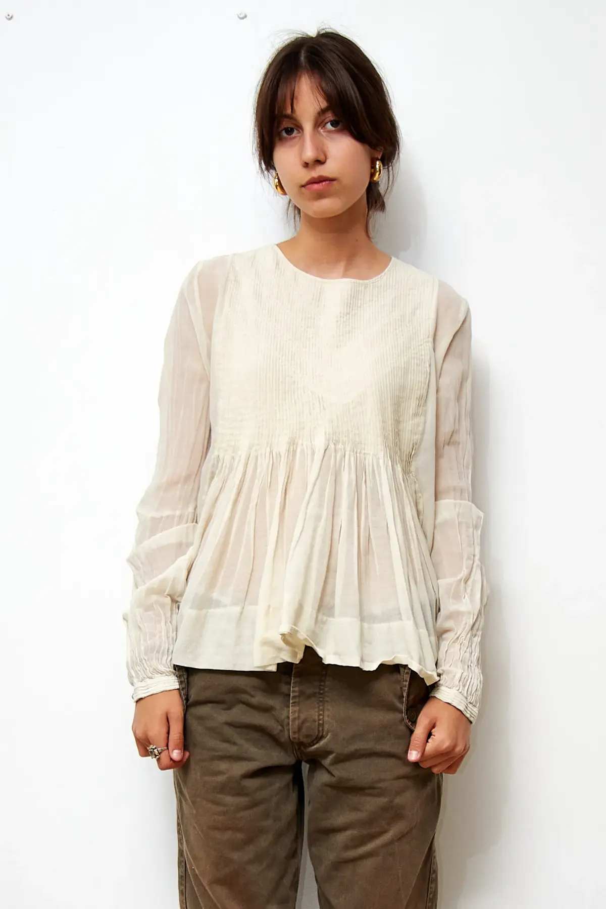 Cămășă din amestec de mătase Eggshell, mărime EU 40 - imagine 2