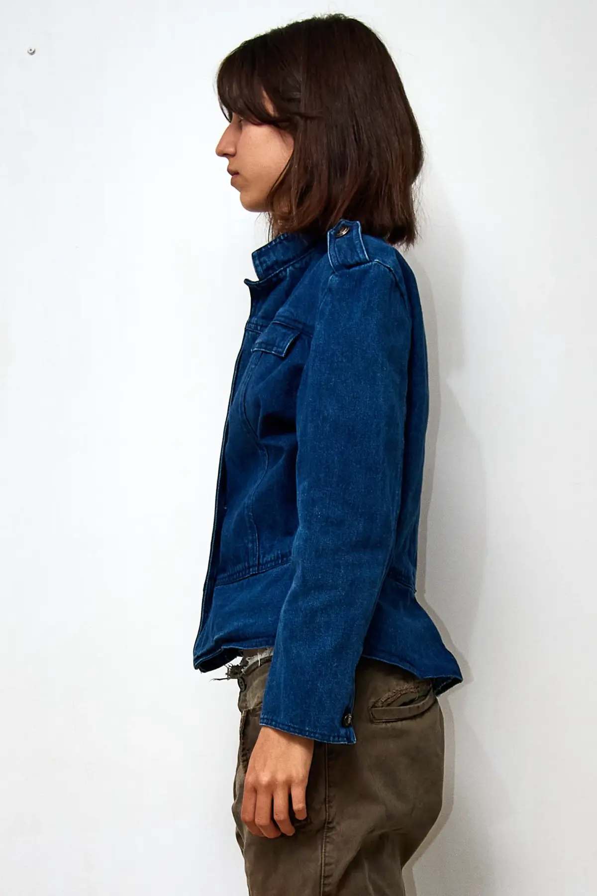 Jachetă de denim vintage cu peplum, mărime M - imagine 2