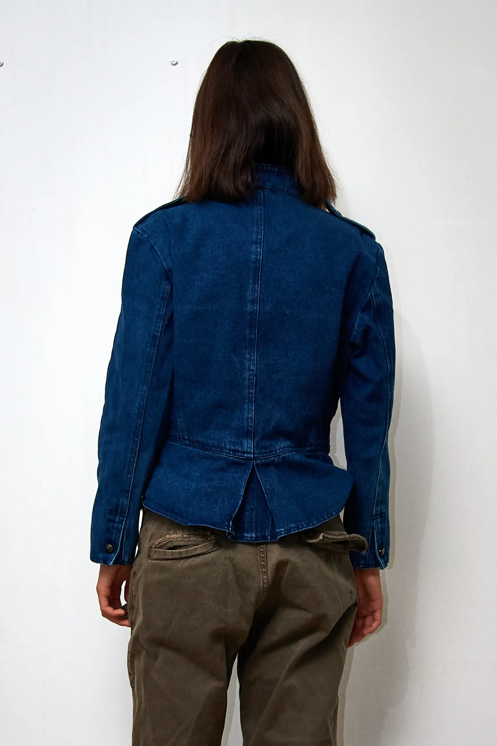 Jachetă de denim vintage cu peplum, mărime M - imagine 3