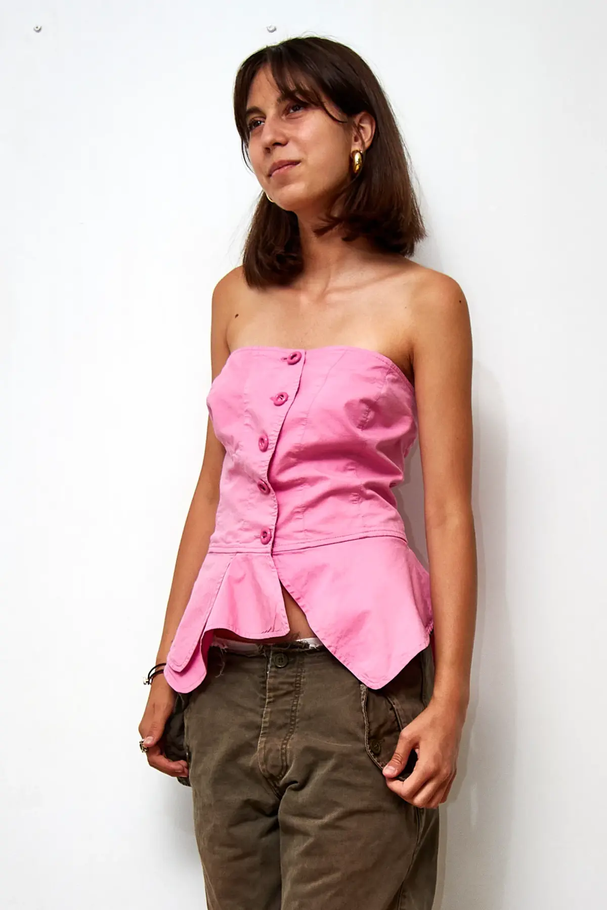 Corset din bumbac cu peplum, EU 44/L - imagine 2