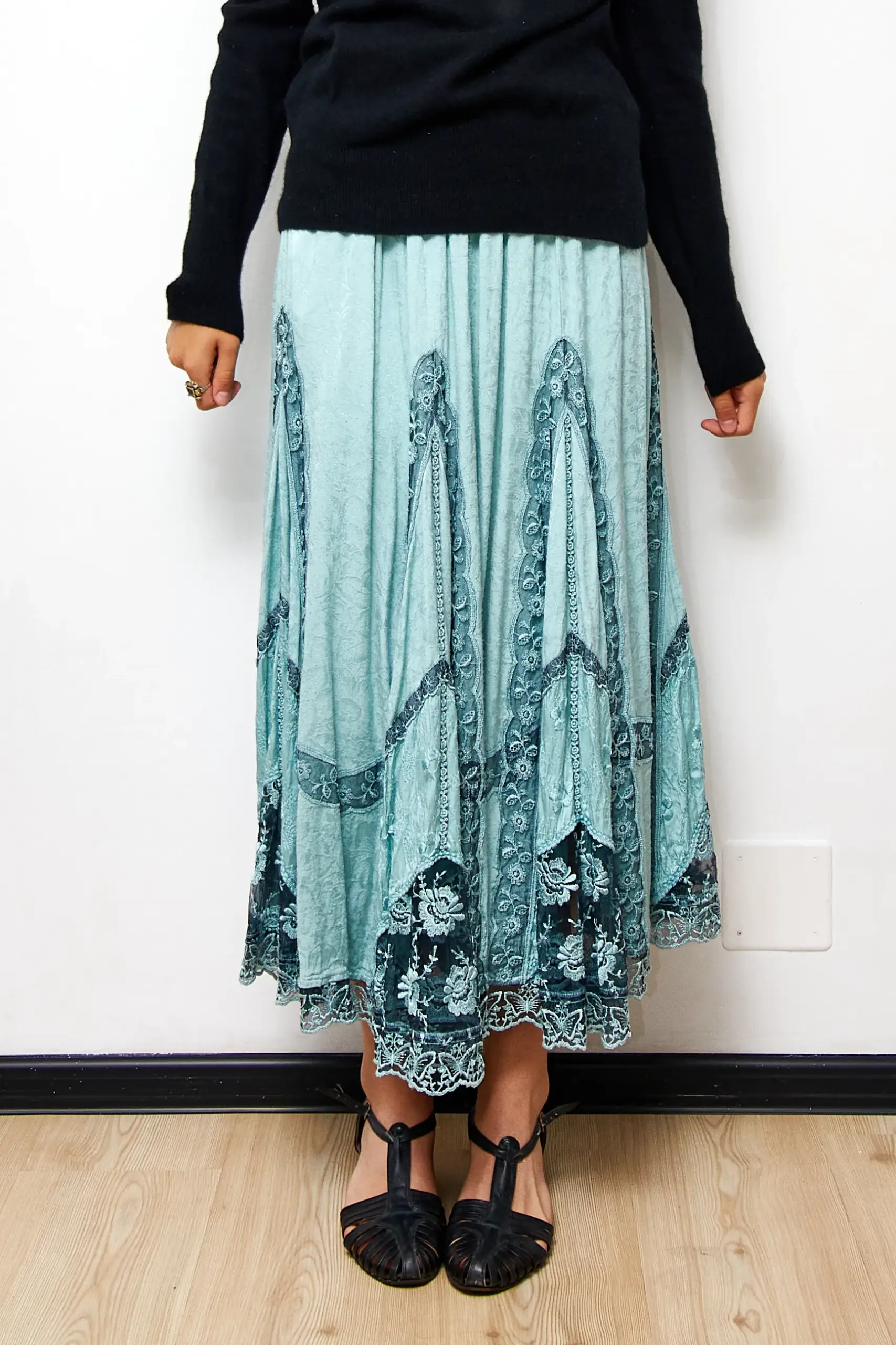 Fustă vintage mentă, mărime M - imagine 2