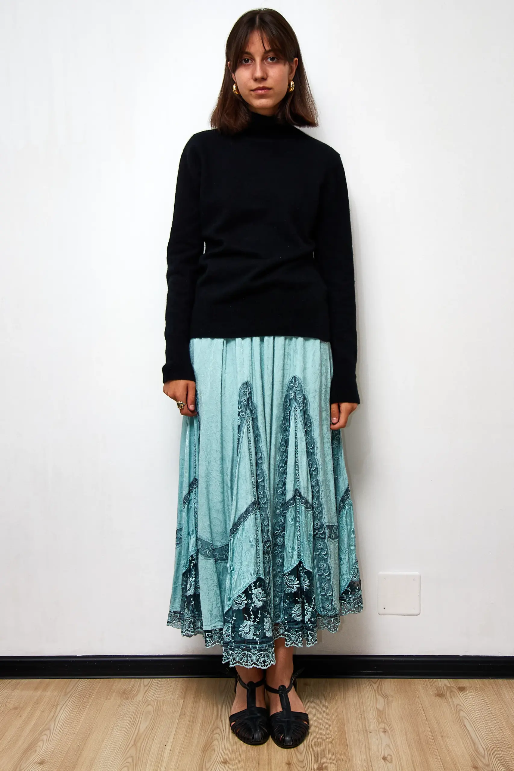 Fustă vintage mentă, mărime M - imagine 3