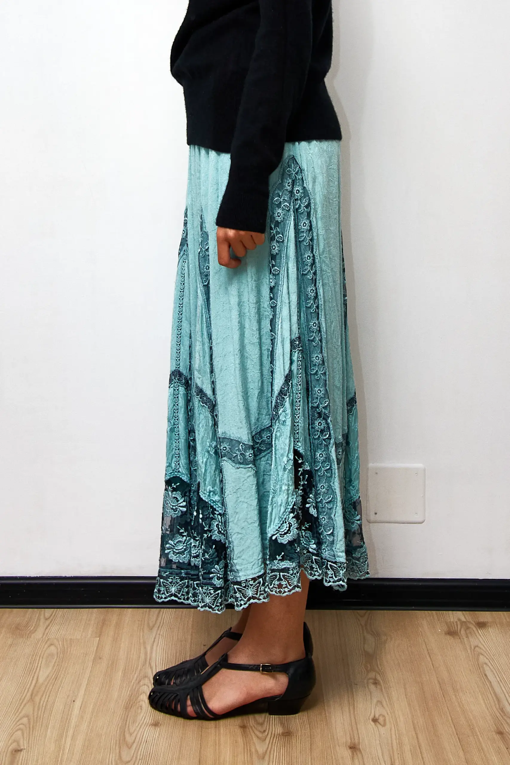 Fustă vintage mentă, mărime M - imagine 4