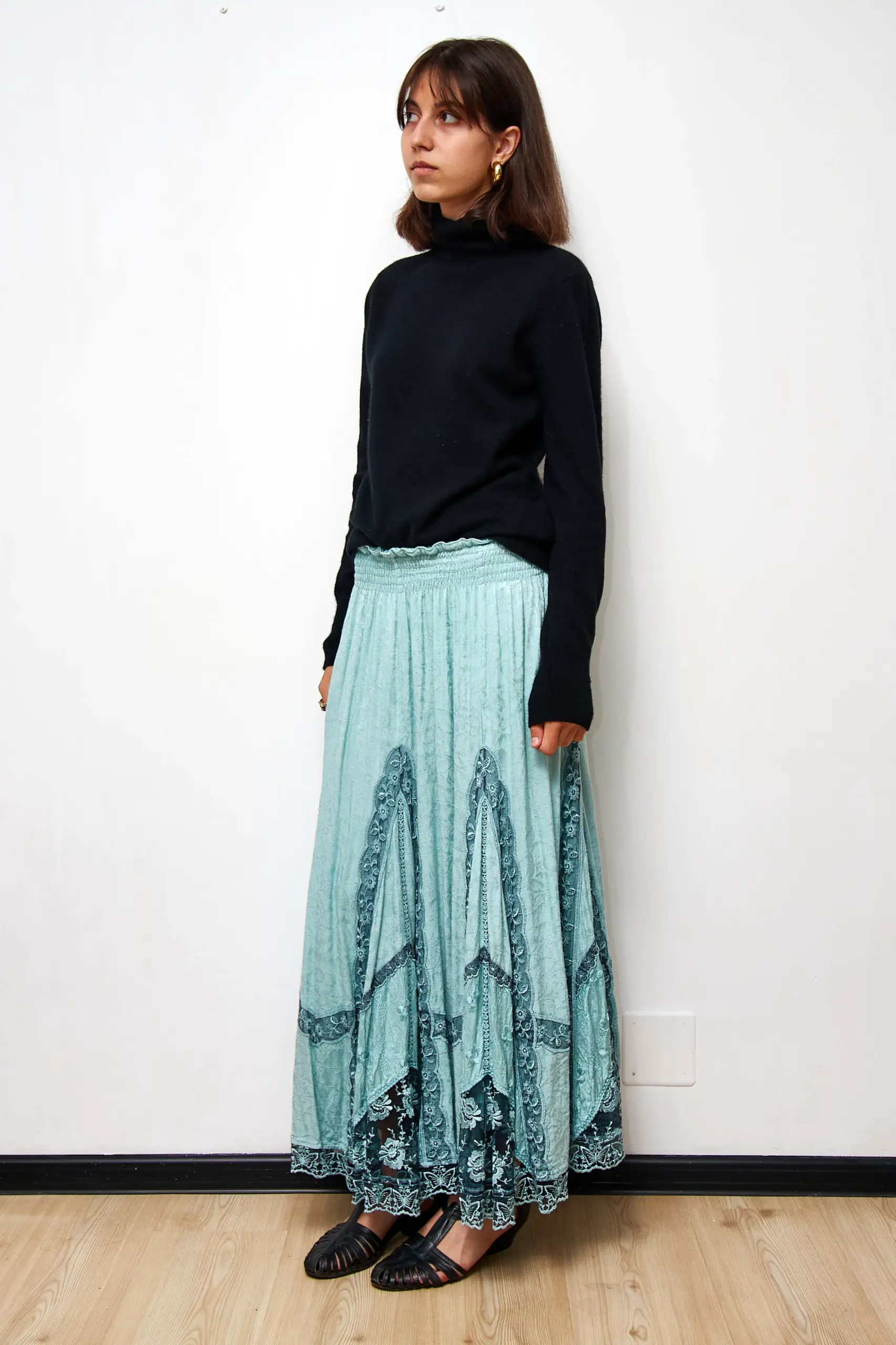 Fustă vintage mentă, mărime M