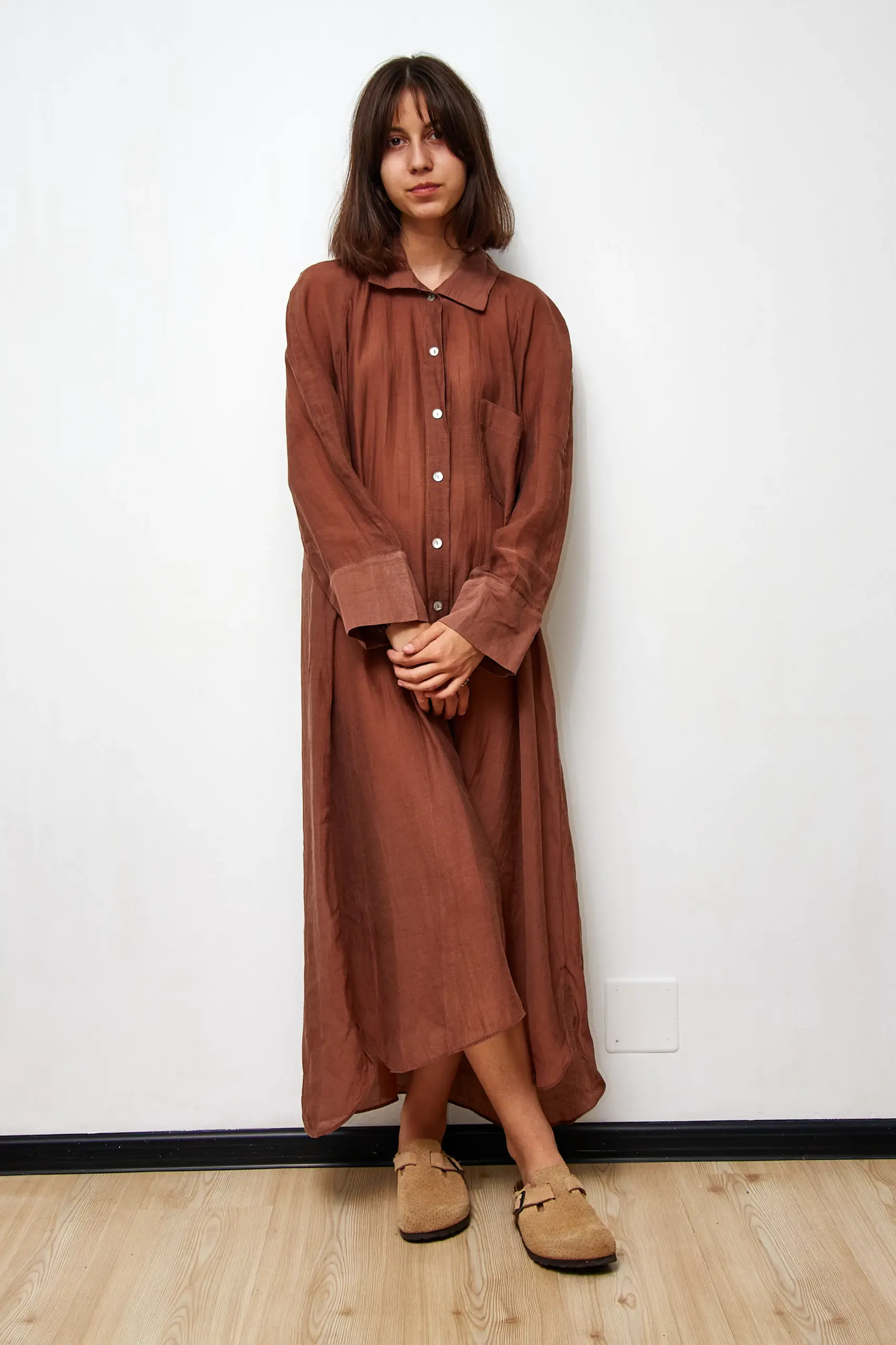 Rochie din in ciocolată, marimea XL - imagine 2