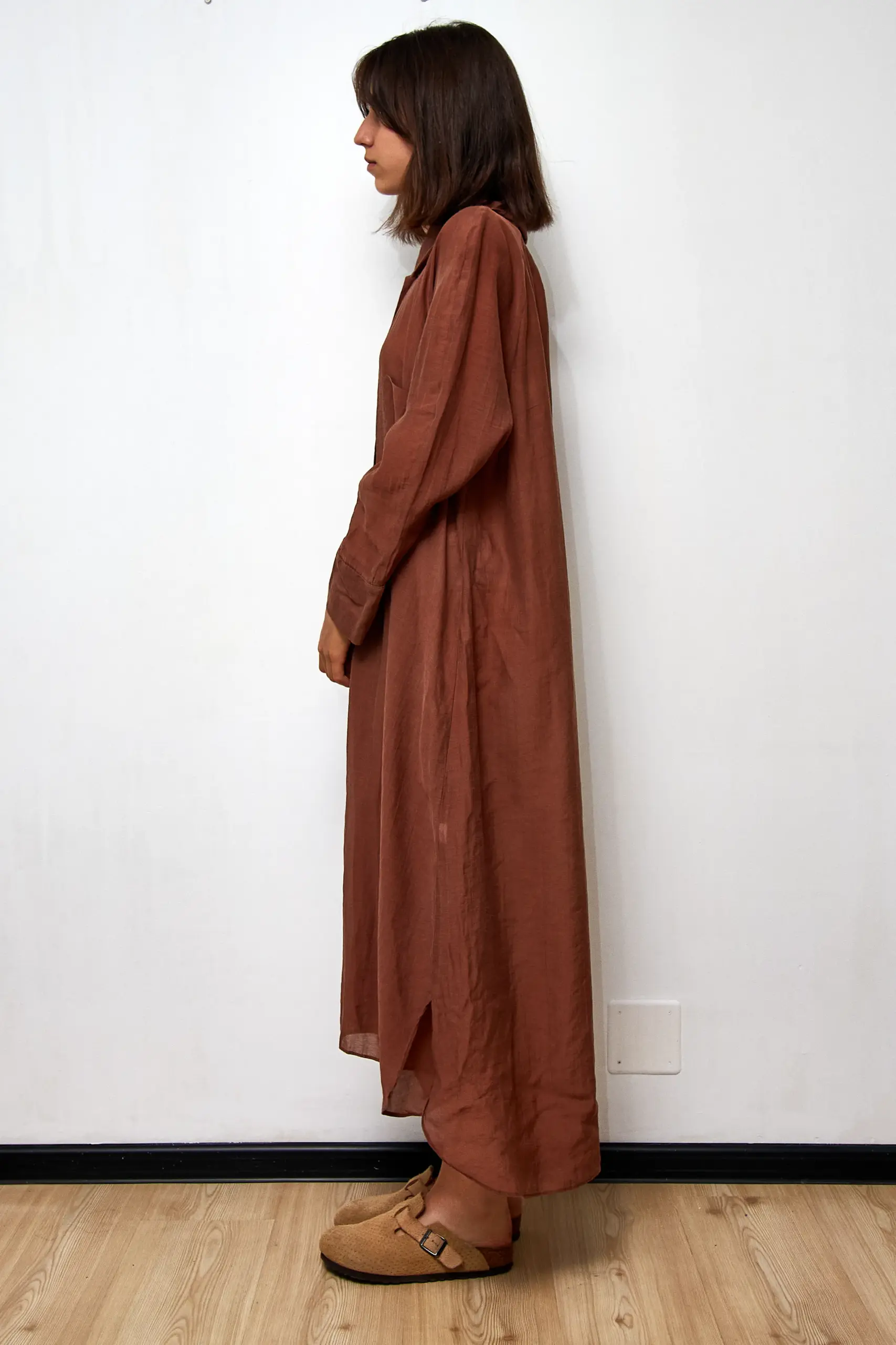 Rochie din in ciocolată, marimea XL - imagine 3