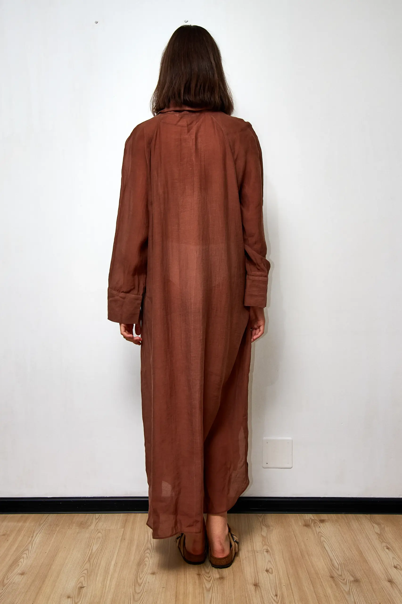 Rochie din in ciocolată, marimea XL - imagine 4