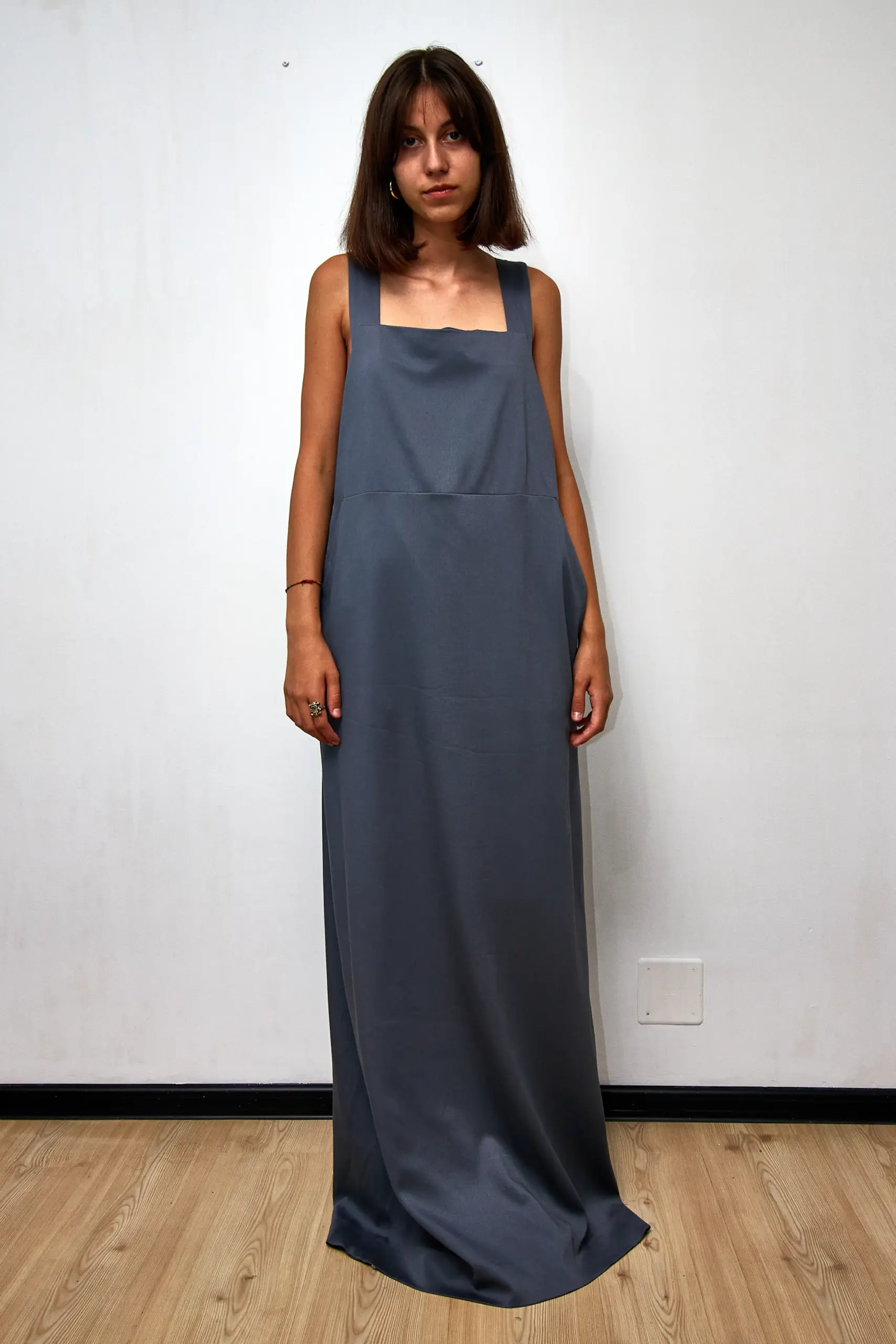 Rochie lungă de bumbac gri, mărime L - imagine 6