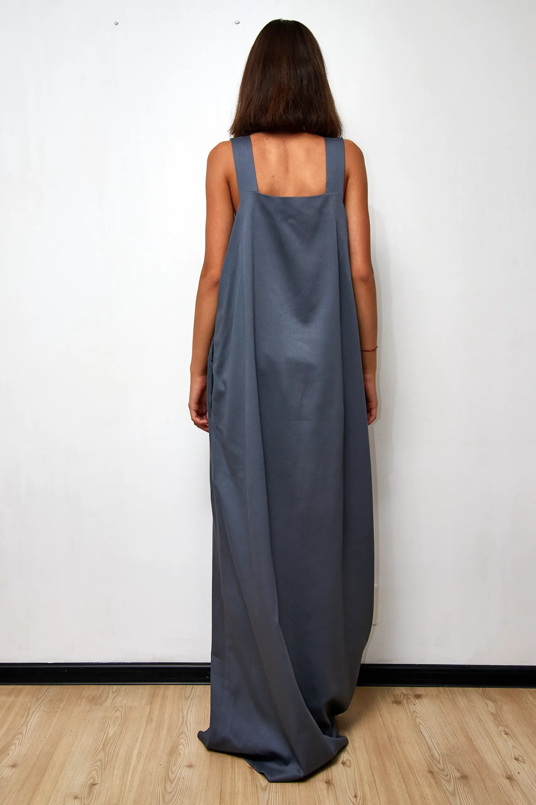 Rochie lungă de bumbac gri, mărime L - imagine 3