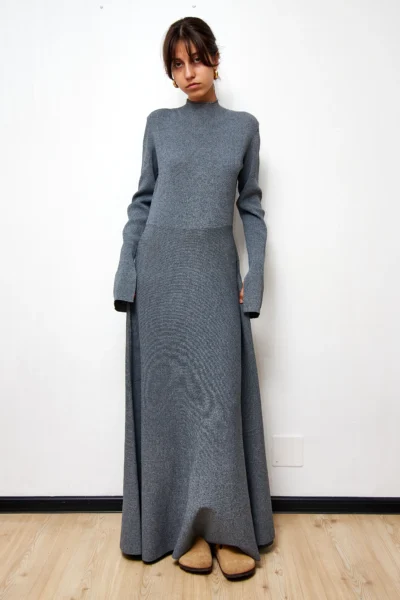 Rochie tricotată gri H&M, mărime EU 42/L