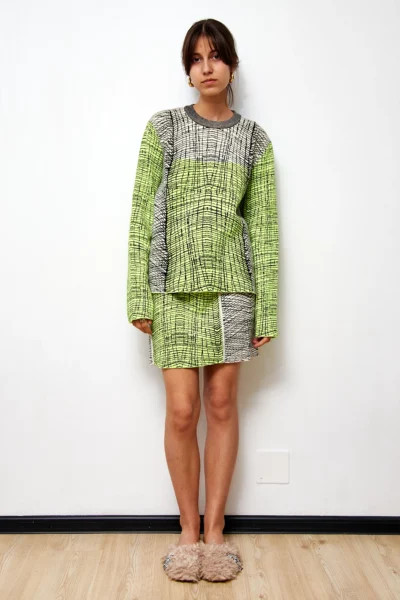 Set Kenzo tricotat cu pulover și fustă, mărime L