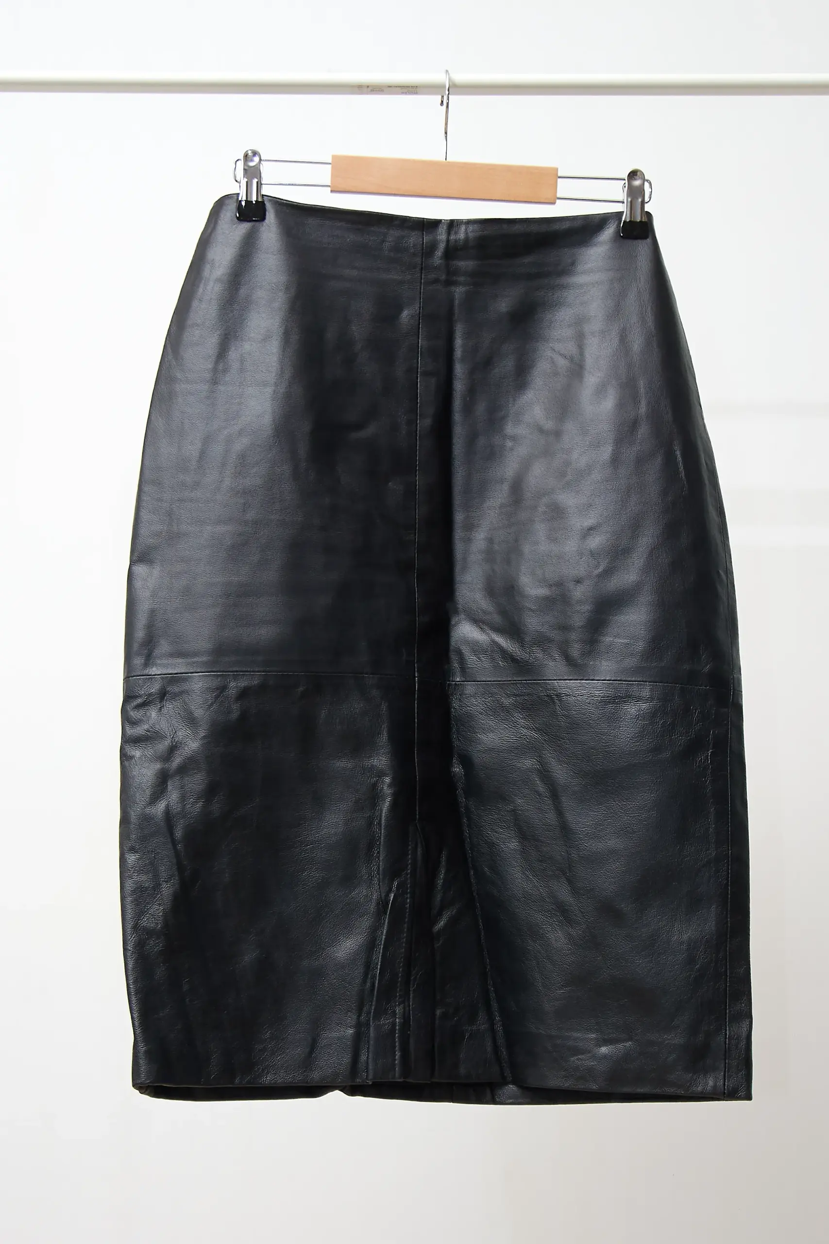 Fustă din piele vintage, negru, mărime EU 38 - imagine 2