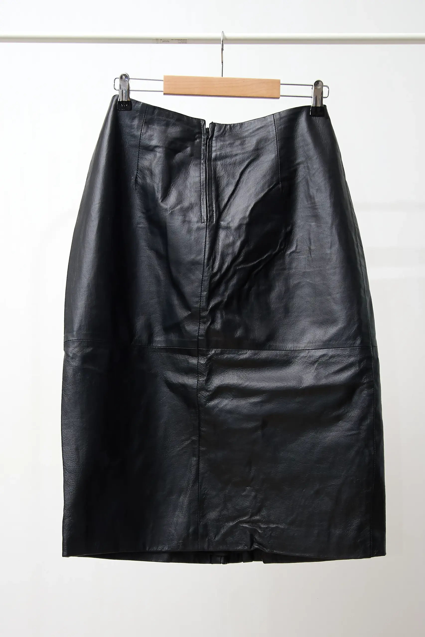 Fustă din piele vintage, negru, mărime EU 38 - imagine 3