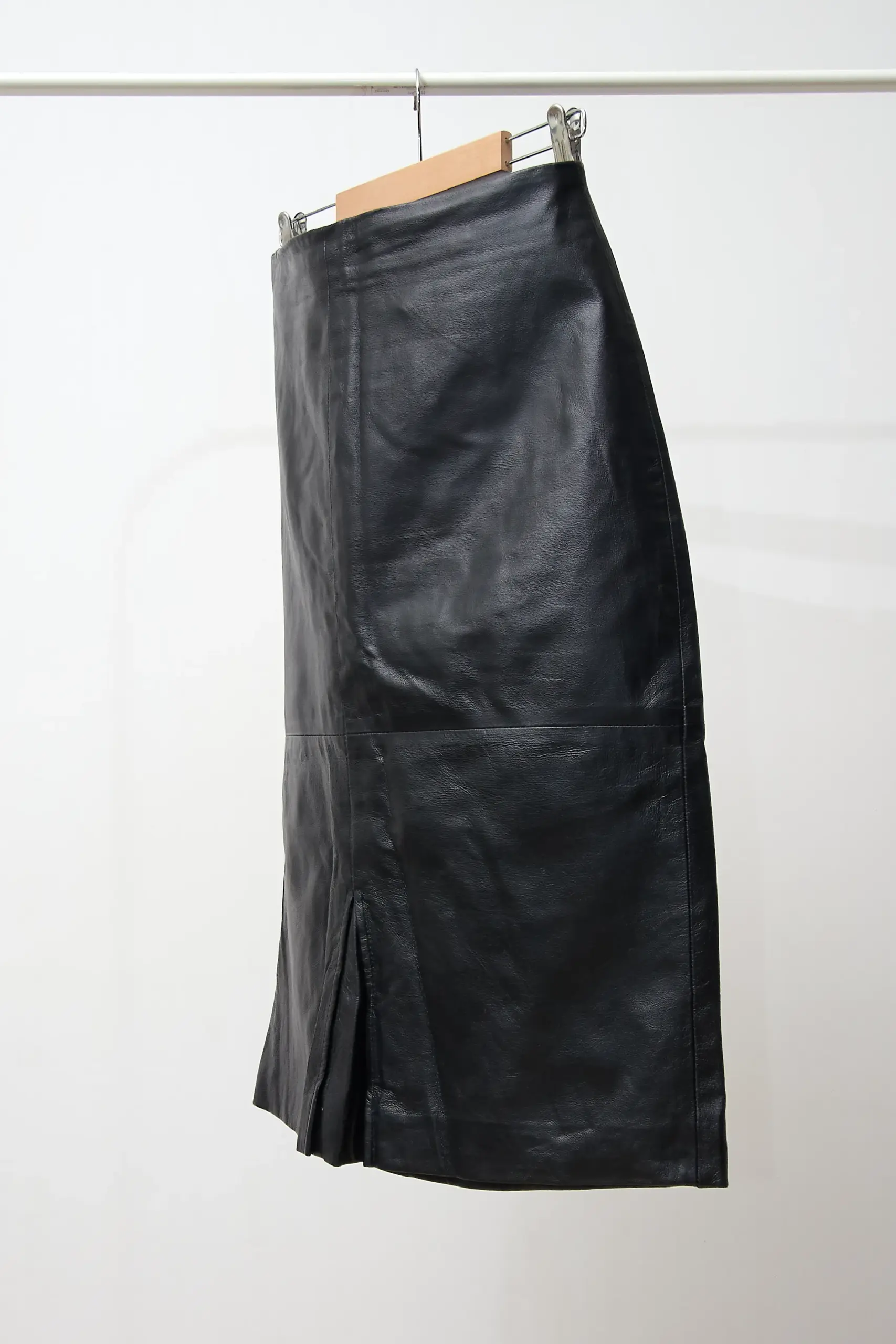 Fustă din piele vintage, negru, mărime EU 38 - imagine 4