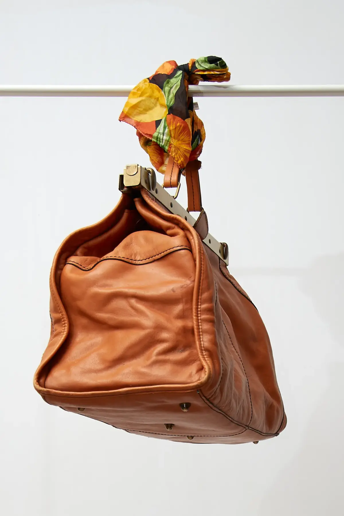 Geantă de doctor din piele vintage cu ramă de alamă - imagine 5