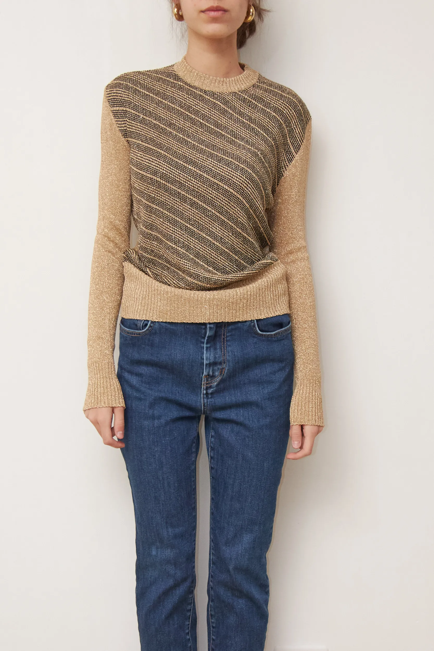 Bluză tricotată Vintage 'Gold Lurex' LUISA SPAGNOLI XS - imagine 2