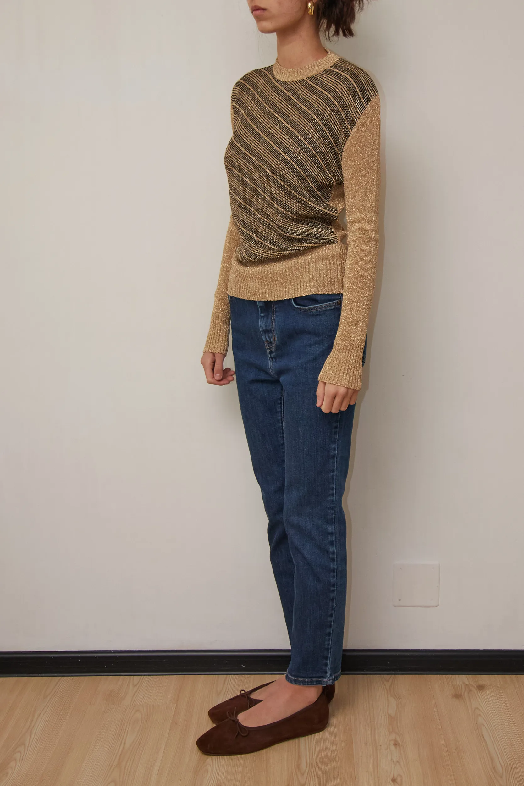 Bluză tricotată Vintage 'Gold Lurex' LUISA SPAGNOLI XS