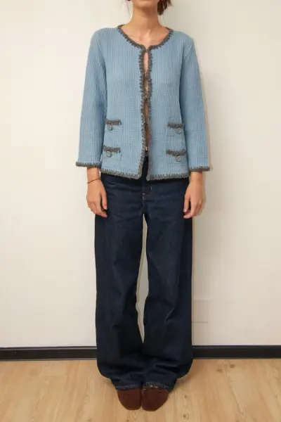 Cardigan tip jachetă Luisa Spagnoli Light Blue Lână Virgină M