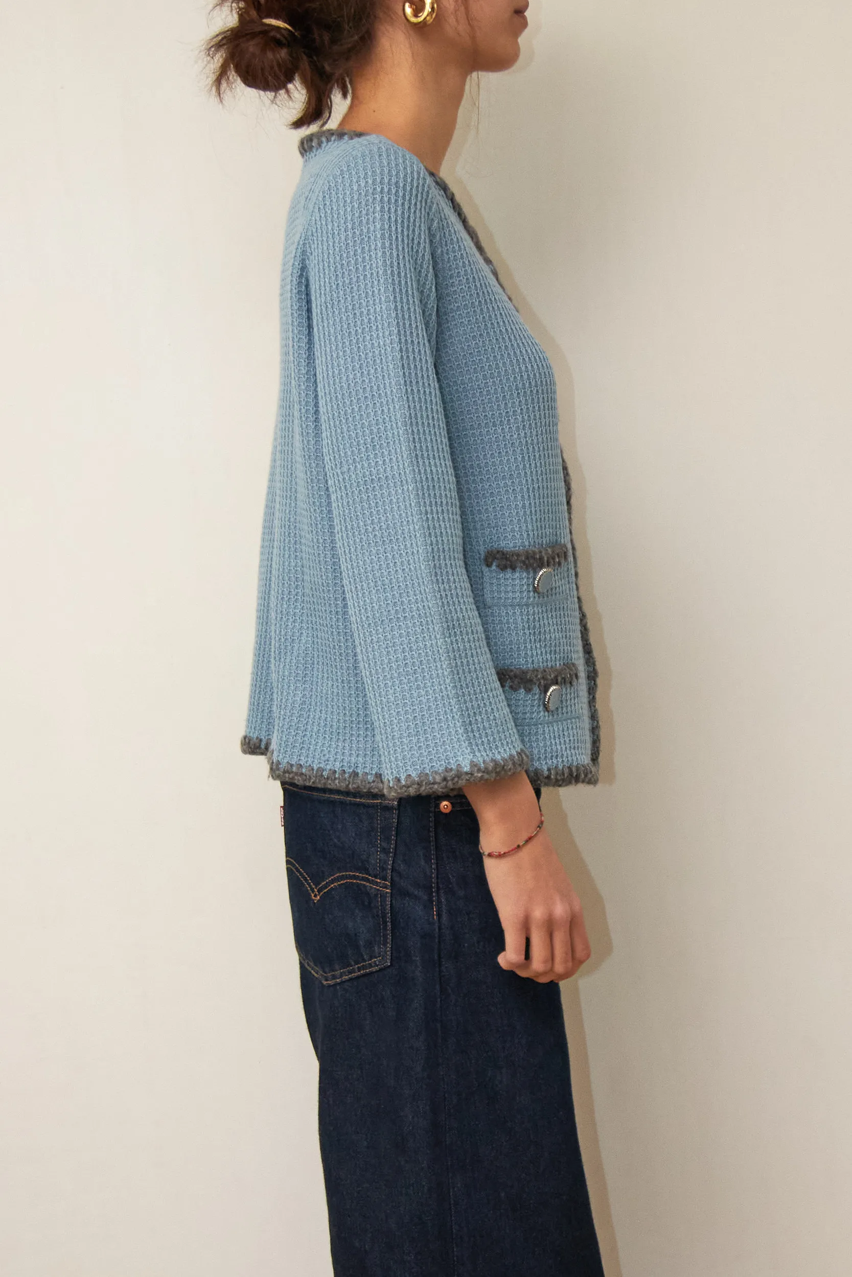 Cardigan tip jachetă Luisa Spagnoli Light Blue Lână Virgină M - imagine 4