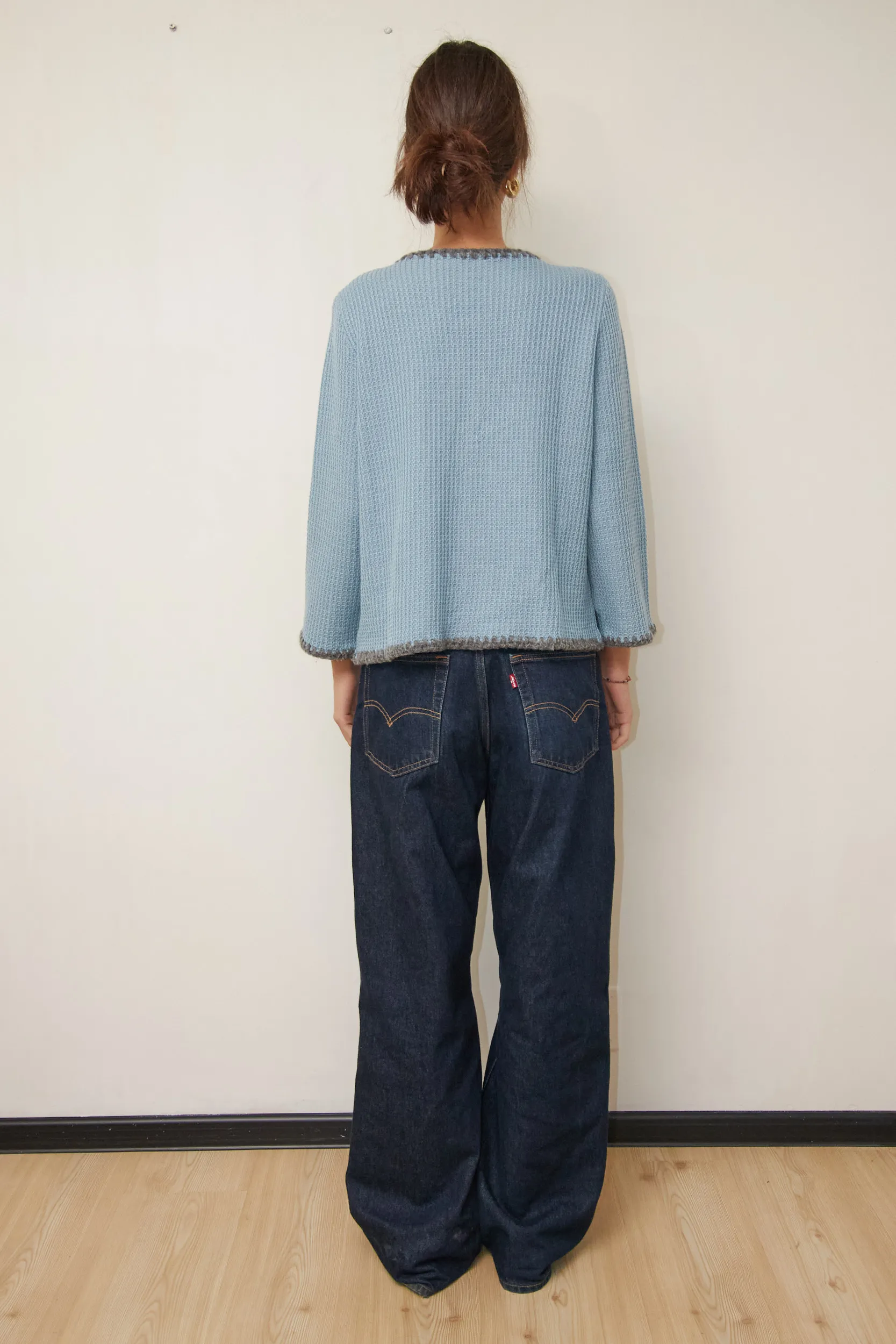 Cardigan tip jachetă Luisa Spagnoli Light Blue Lână Virgină M - imagine 5