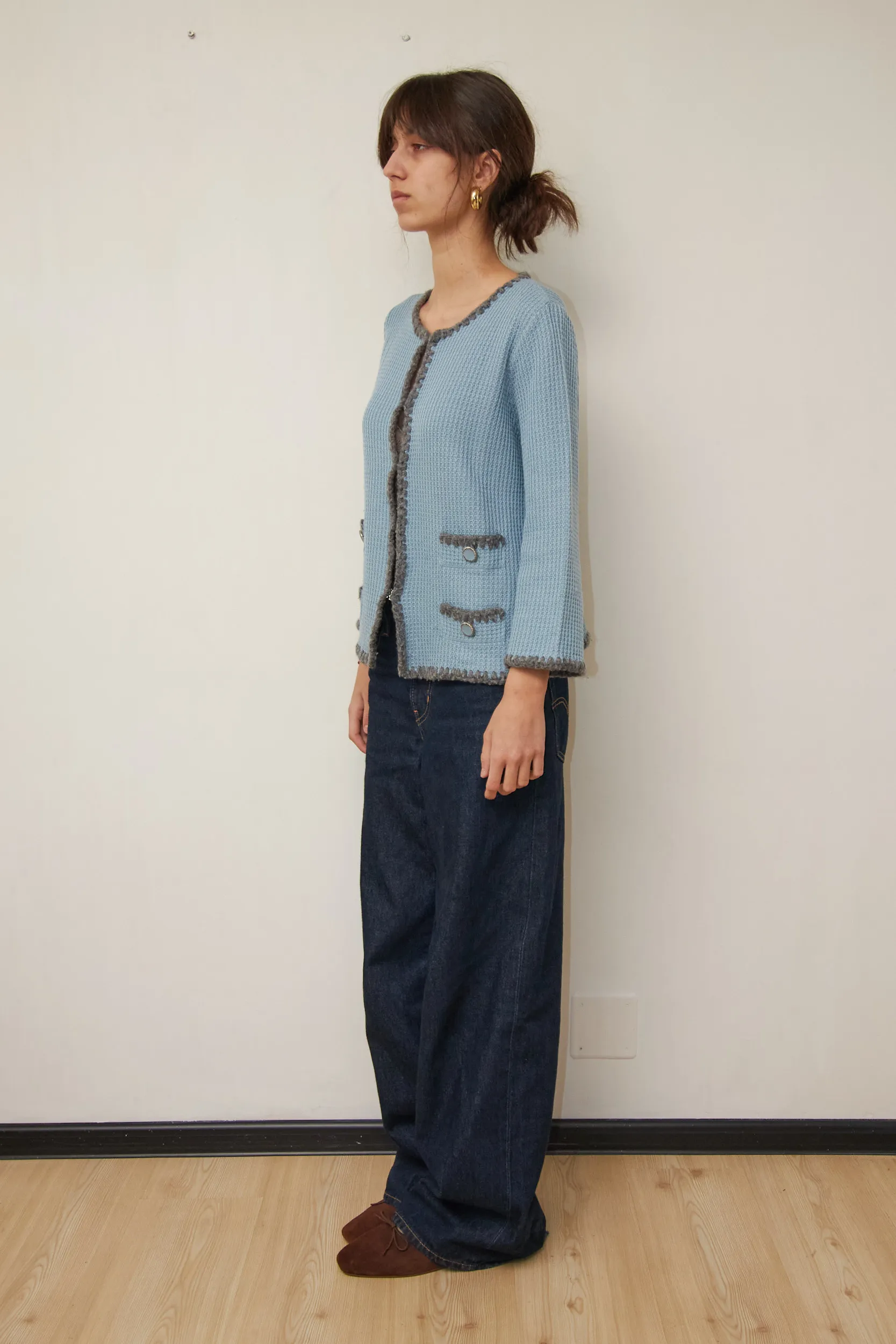 Cardigan tip jachetă Luisa Spagnoli Light Blue Lână Virgină M - imagine 6