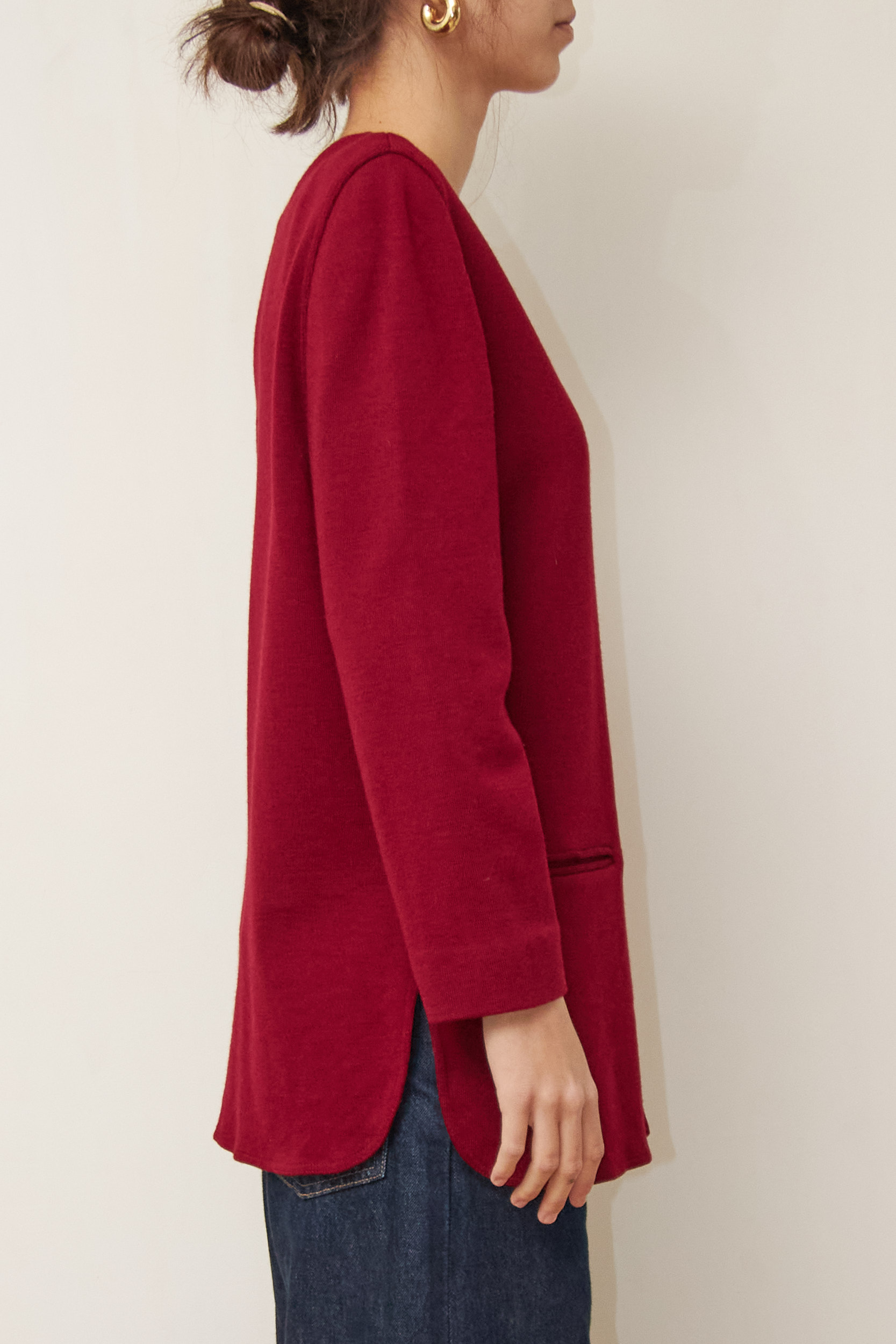 Cardigan Lung Luisa Spagnoli Burgundy – Lână Virgină - S/M - imagine 3