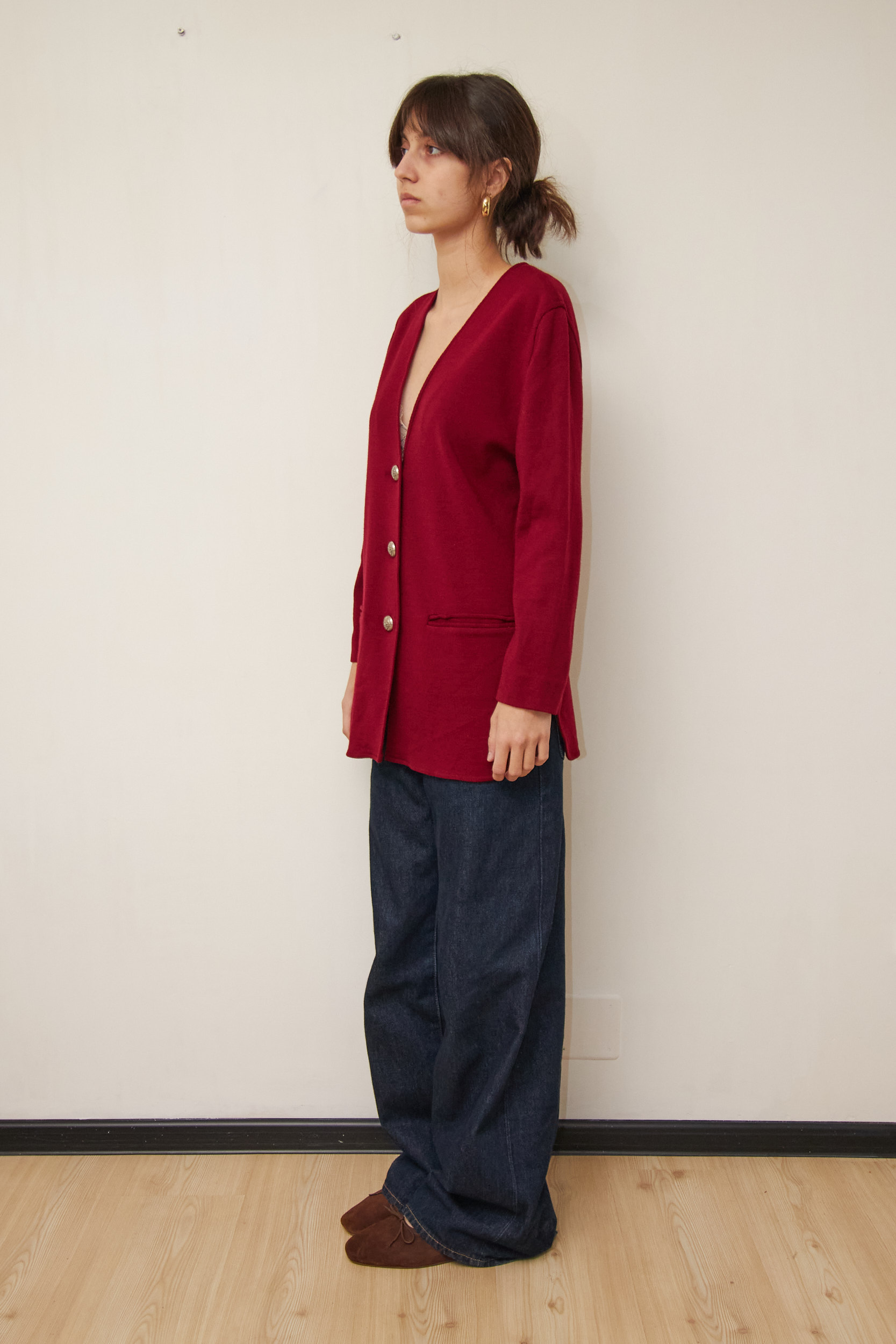 Cardigan Lung Luisa Spagnoli Burgundy – Lână Virgină - S/M - imagine 5