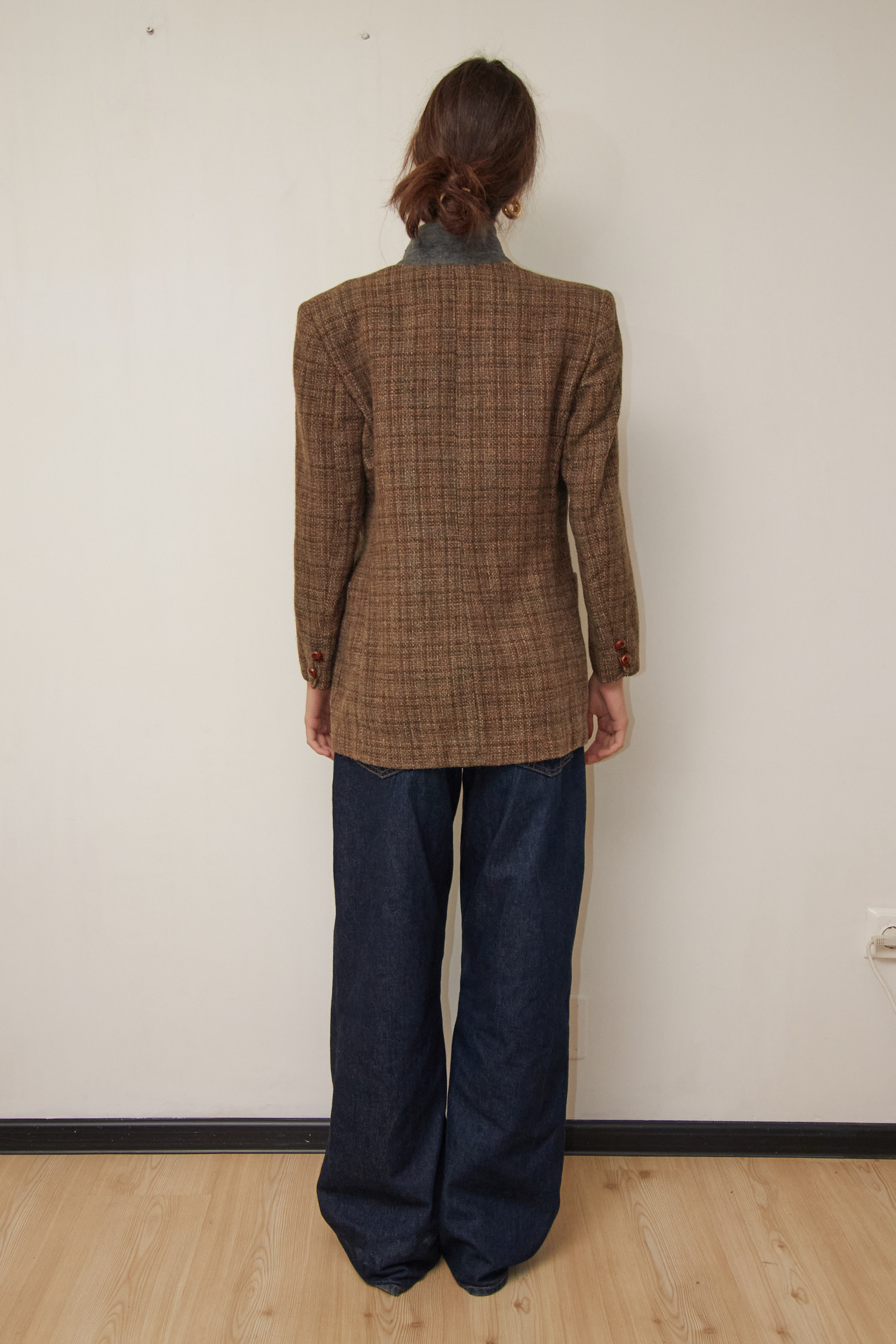 Sacou Vintage Sportmax (Max Mara Group) – Tweed Maro Texturat -S/ M - imagine 3