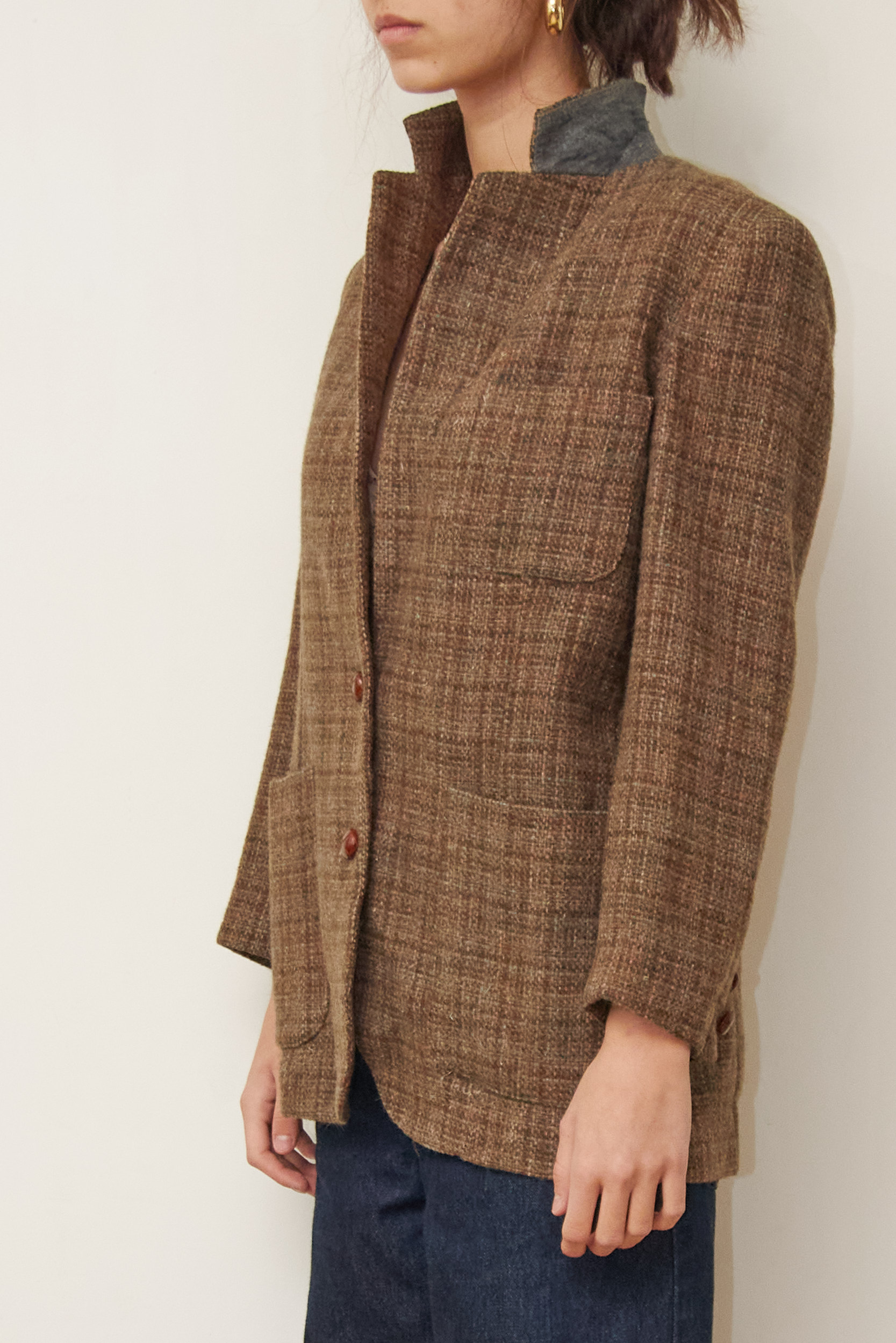 Sacou Vintage Sportmax (Max Mara Group) – Tweed Maro Texturat -S/ M - imagine 4