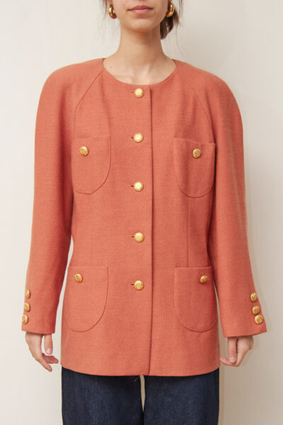 Sacou Luisa Spagnoli "Terracotta" –  Lână Virgină & Nasturi Aurii - ( IT 46 / L)