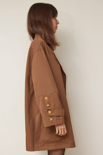 Trench Coat Scurt Luisa Spagnoli "Cappuccino" – Mix Lână Virgină -M/L/XL