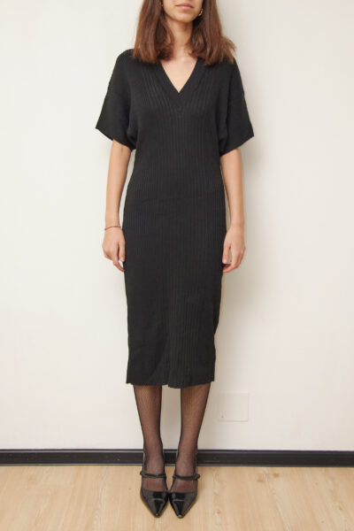 Rochie Tricotată Vintage "Ensemble" – Mix Bumbac & Acetat cu Textură Ribbed (Made in Italy) - S/M/L