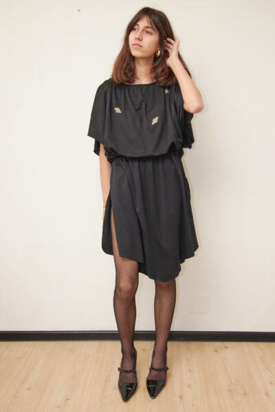 Rochie Vintage "Midnight Disco" – Studio 54 cu Aplicații Aurii - 38 / M