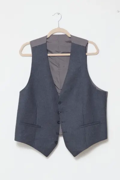 Vestă de Costum Gri din Lână- XL