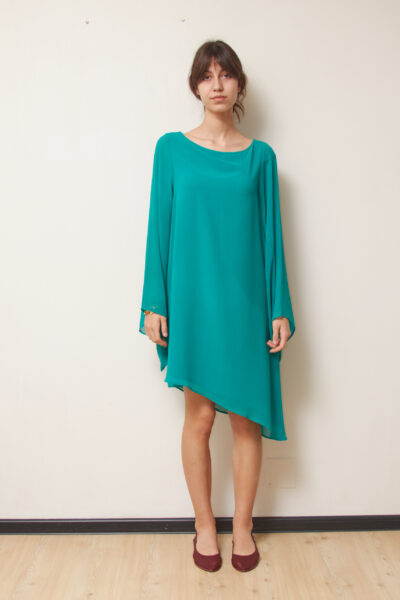 Rochie MAX&Co. "Teal Chiffon" – Mâneci Evazate Tip Kimono IT38/S